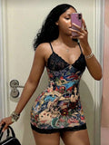 StreetHx Women's Spring/Summer V-Neck Fitted Front Contrast Lace Sexy