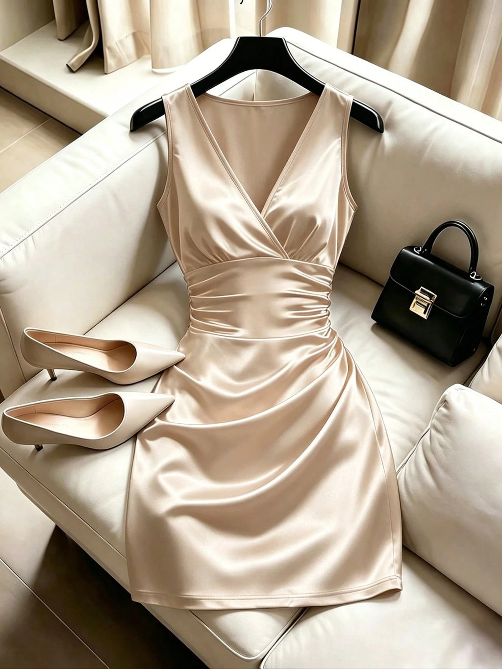 Franclia Fashionable High-End Fitted Pleated Sleeveless Sexy Women's
