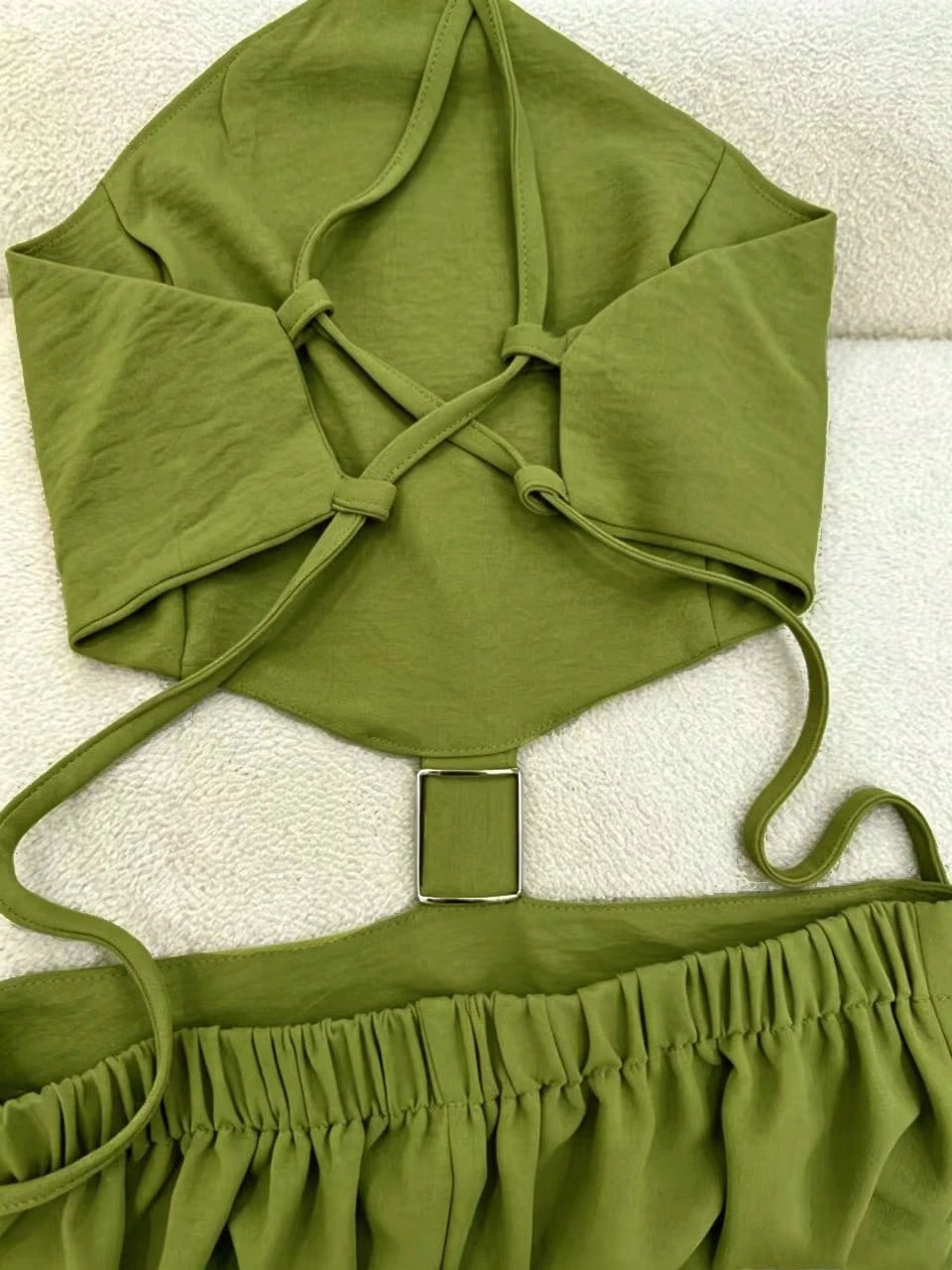 Summer Women's Midi Strap Dress, Vacation Style Backless Hollow Out