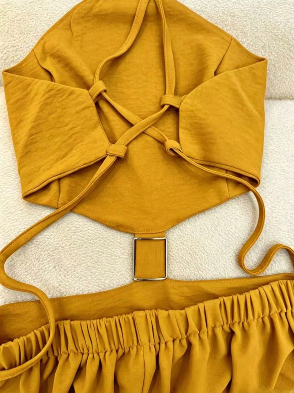 Summer Women's Midi Strap Dress, Vacation Style Backless Hollow Out