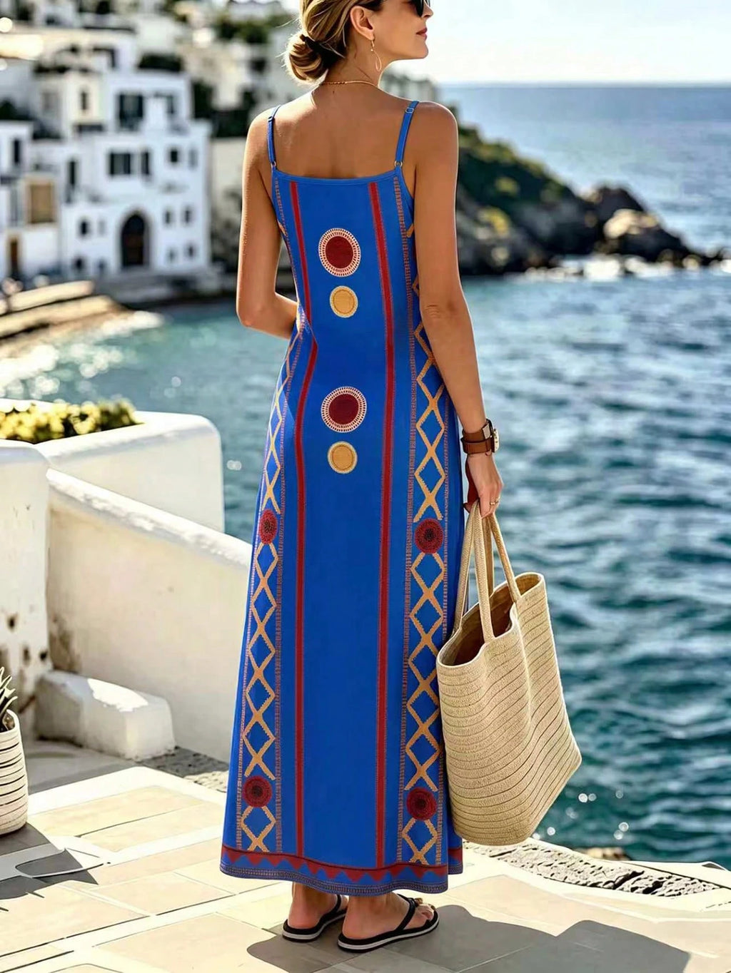 Selamara Women's Geometric Print Casual Party & Travel Spaghetti Strap Dress - image 10