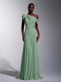 Elitara Elegant Luxurious Elastic Mesh, Handcrafted Metal Decor, Asymmetric Collar Overlay With Ruffle A-Line