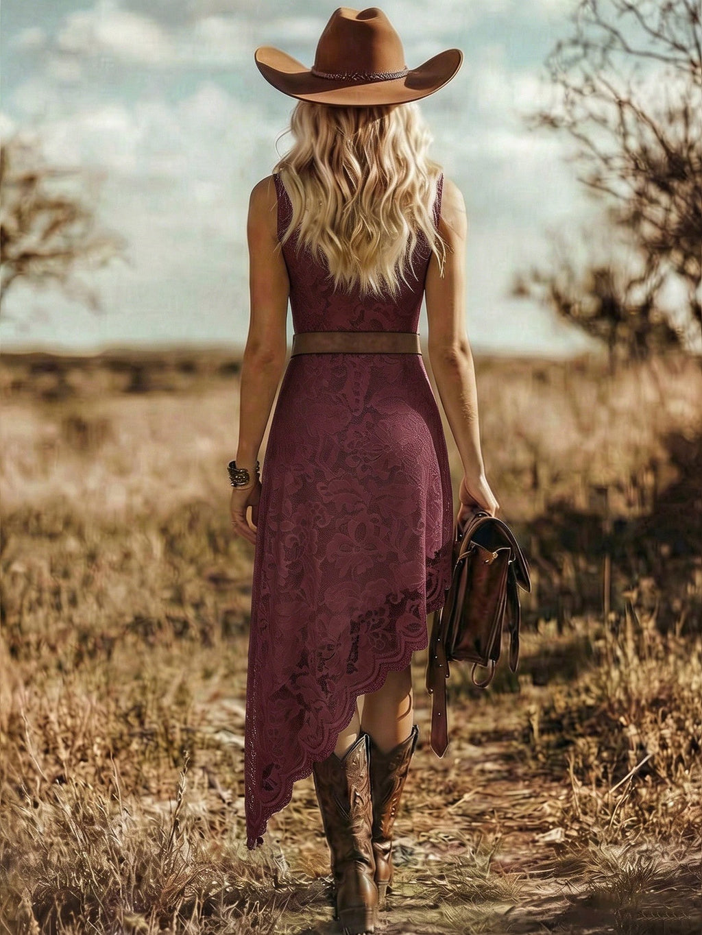 LUNE Women's Elegant V-Neck Lace-Embroidered Sleeveless Dress With Asymmetric Bottom Hem Nomadic Party - image 18