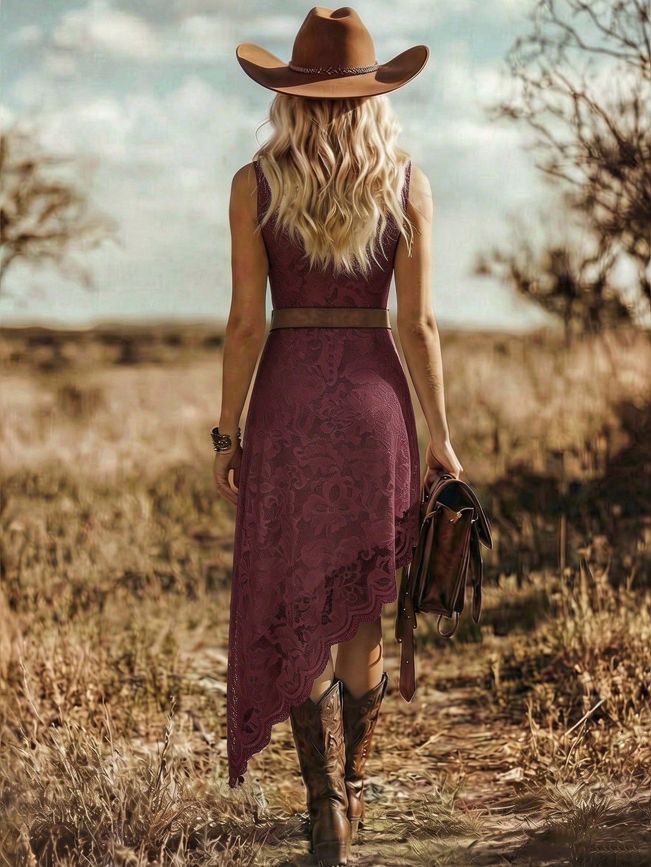 LUNE Women's Elegant V-Neck Lace-Embroidered Sleeveless Dress With Asymmetric Bottom Hem Nomadic Party - image 18