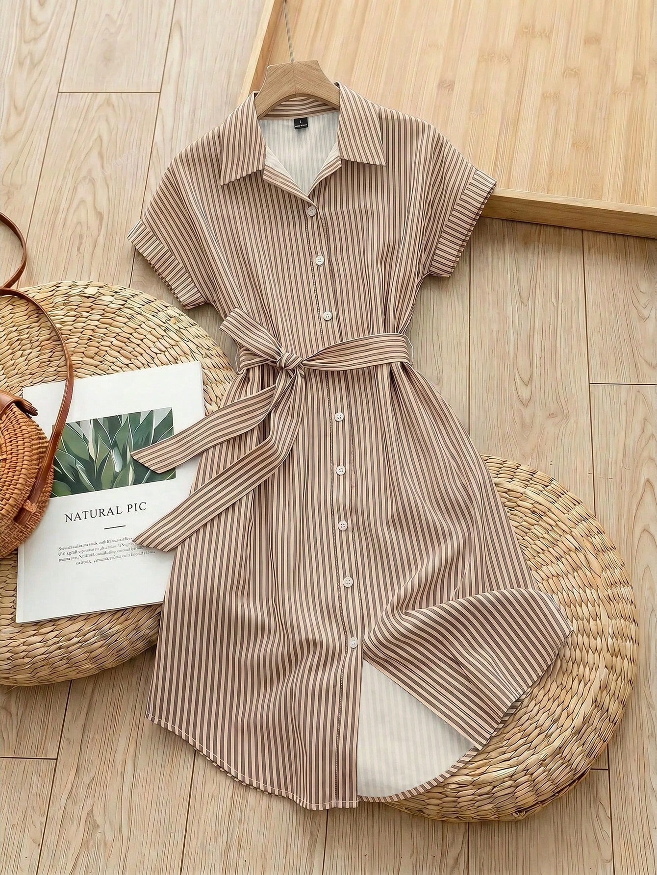 Rusticease Women's Blue And White Stripe Summer Casual Midi