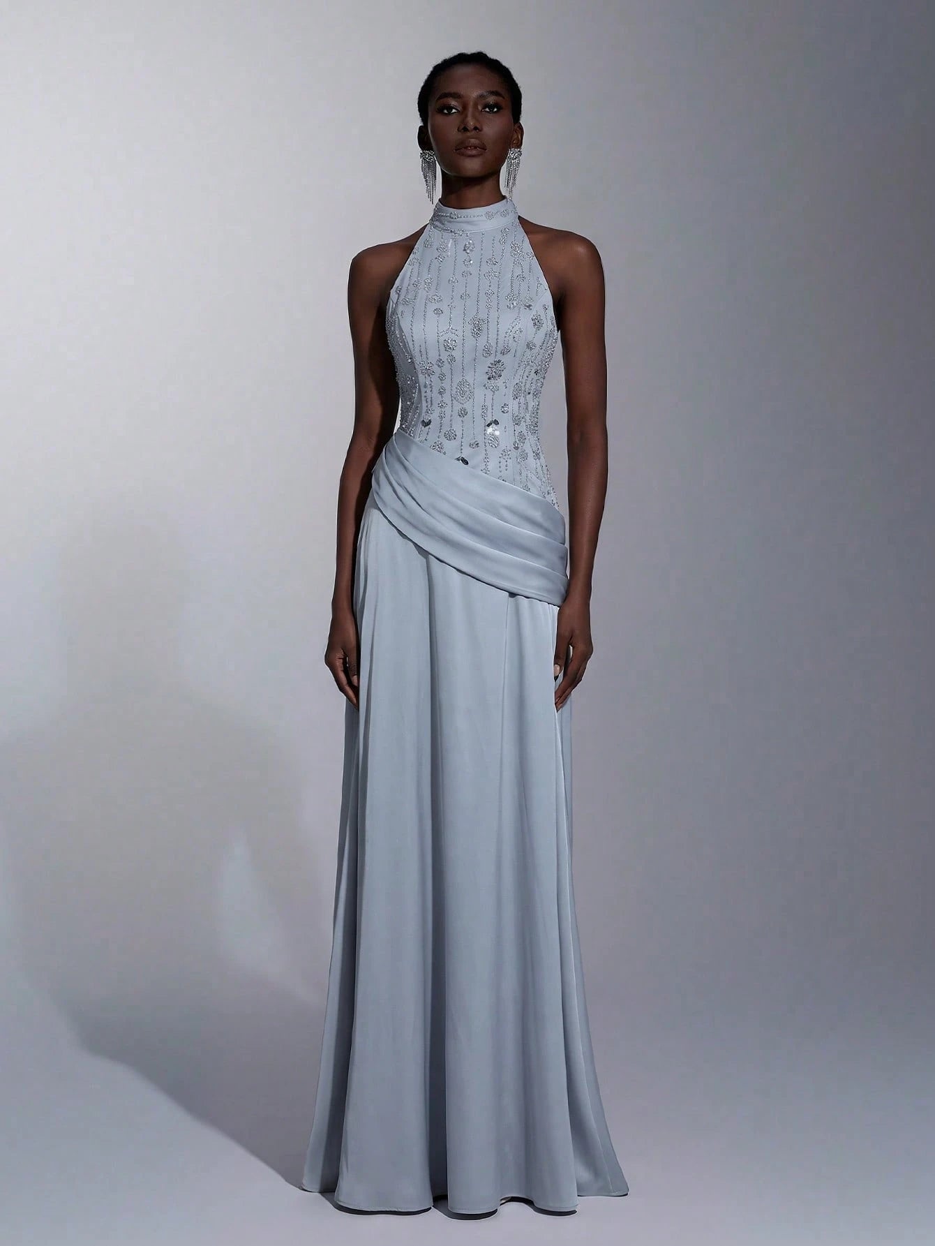 Elitara Elegant, , Fashionable Green Sequin Embroidered Satin Patchwork Pleated Decor A-Line Long Formal - image 19