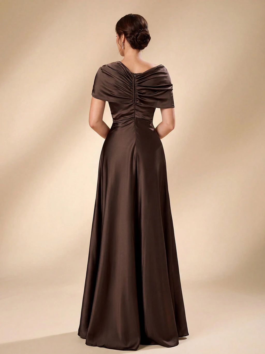 Serin Women's Elegant Romantic Sage Green Satin Off Shoulder Twist Knot Asymmetric Bow A-Line Formal - image 2