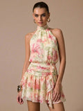 BAE Women's Tie-Dye Print Pleated Fitted Sleeveless Dress