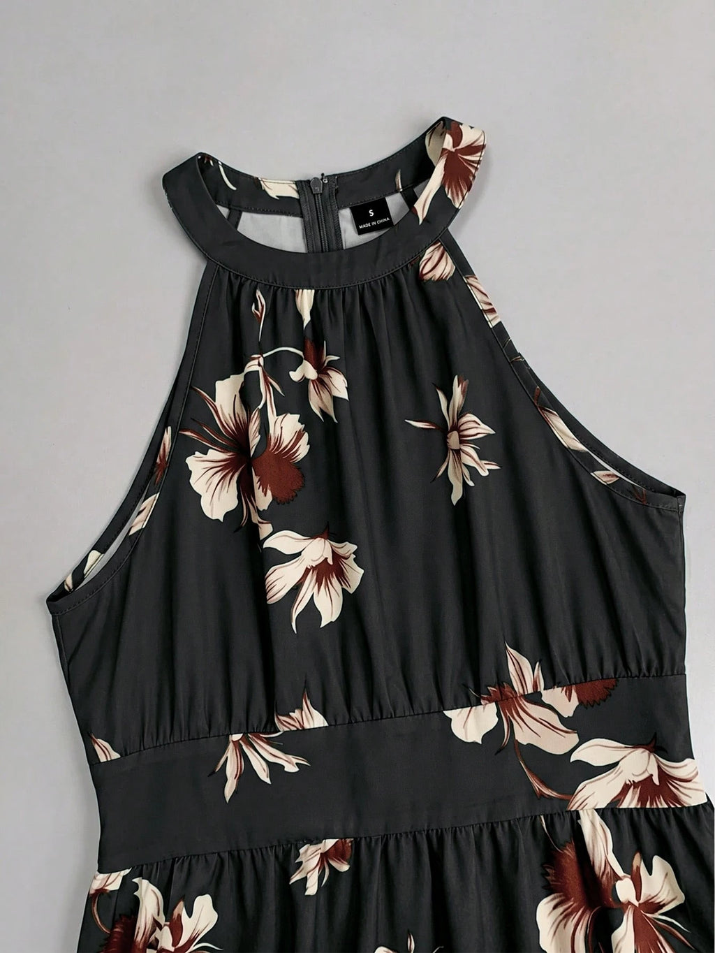 EMERY ROSE Women's Woven Printed Sleeveless Slim-Fitting Dress, New