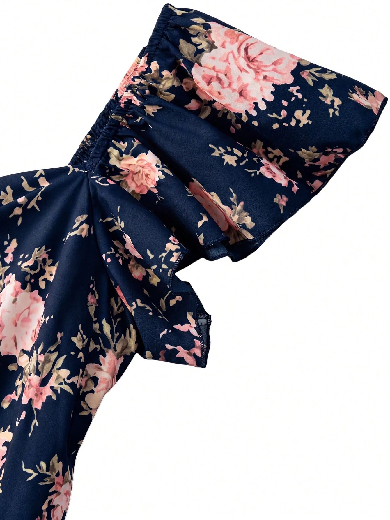 Elenzya Pink Floral Dress For Women,Summer Cottage Core Vintage Square Neck Ruffled Sleeve Waist Cinched - image 3
