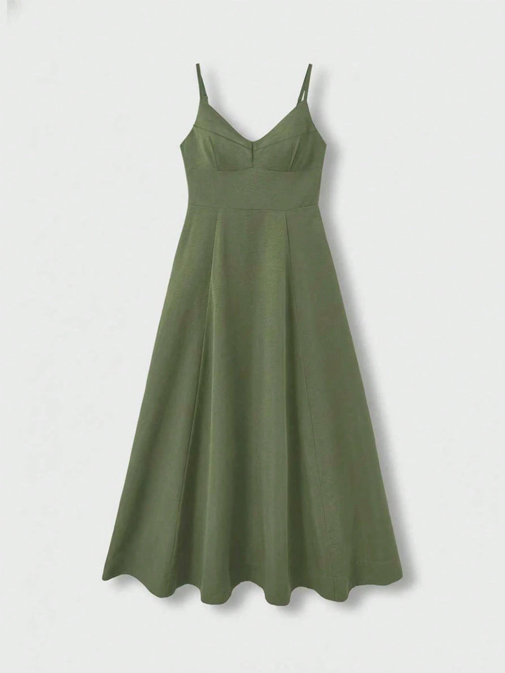 QUNGIGU Women's Elegant Spaghetti Strap Midi Dress V-Neck Linen Textured Backless High Waist Summer Beach - image 20