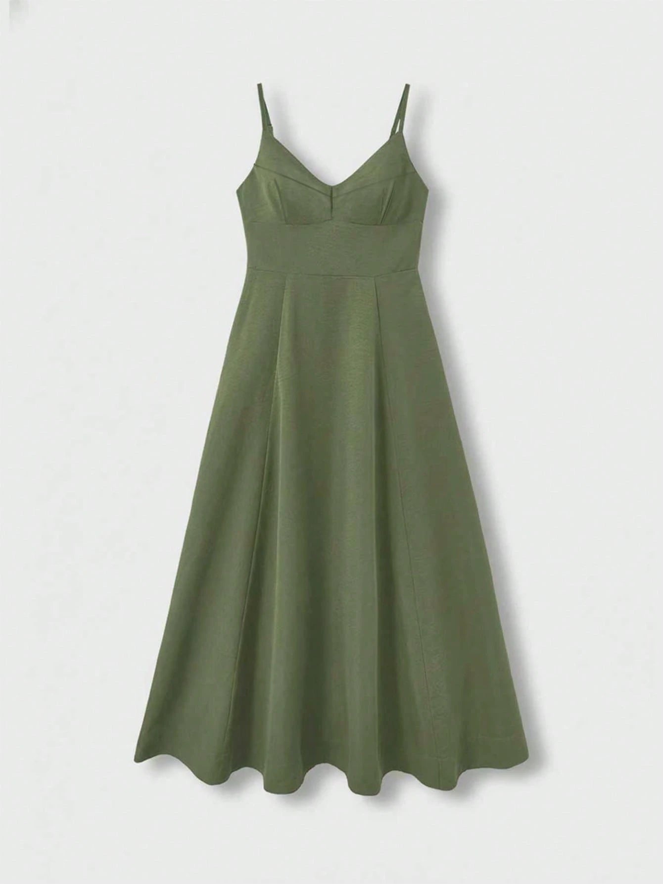 QUNGIGU Women's Elegant Spaghetti Strap Midi Dress V-Neck Linen Textured Backless High Waist Summer Beach - image 20