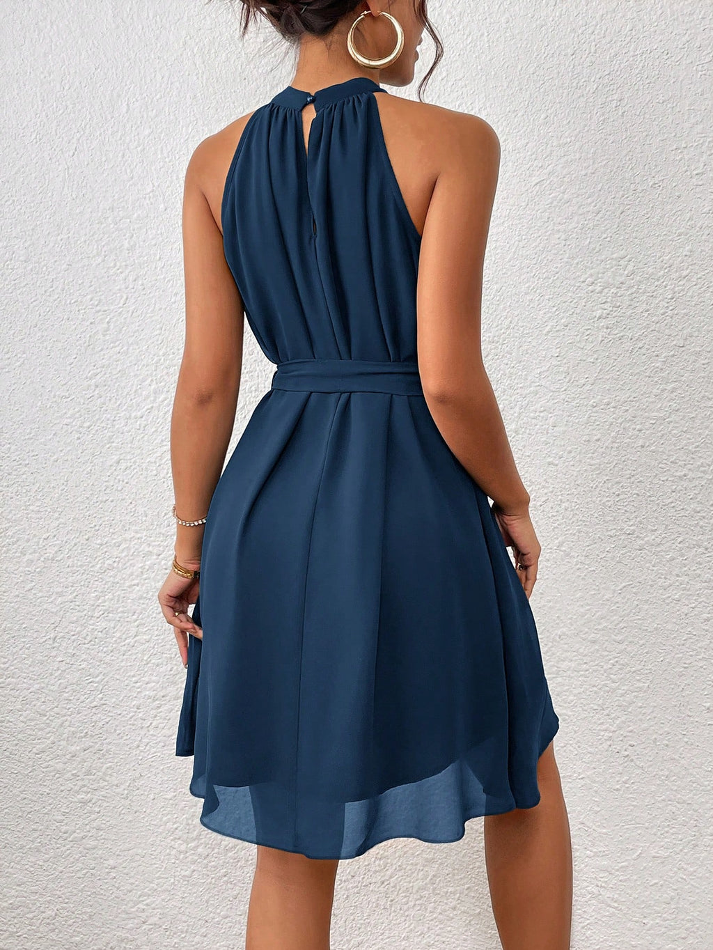 Firerie Solid Belted Halter Dress - image 2