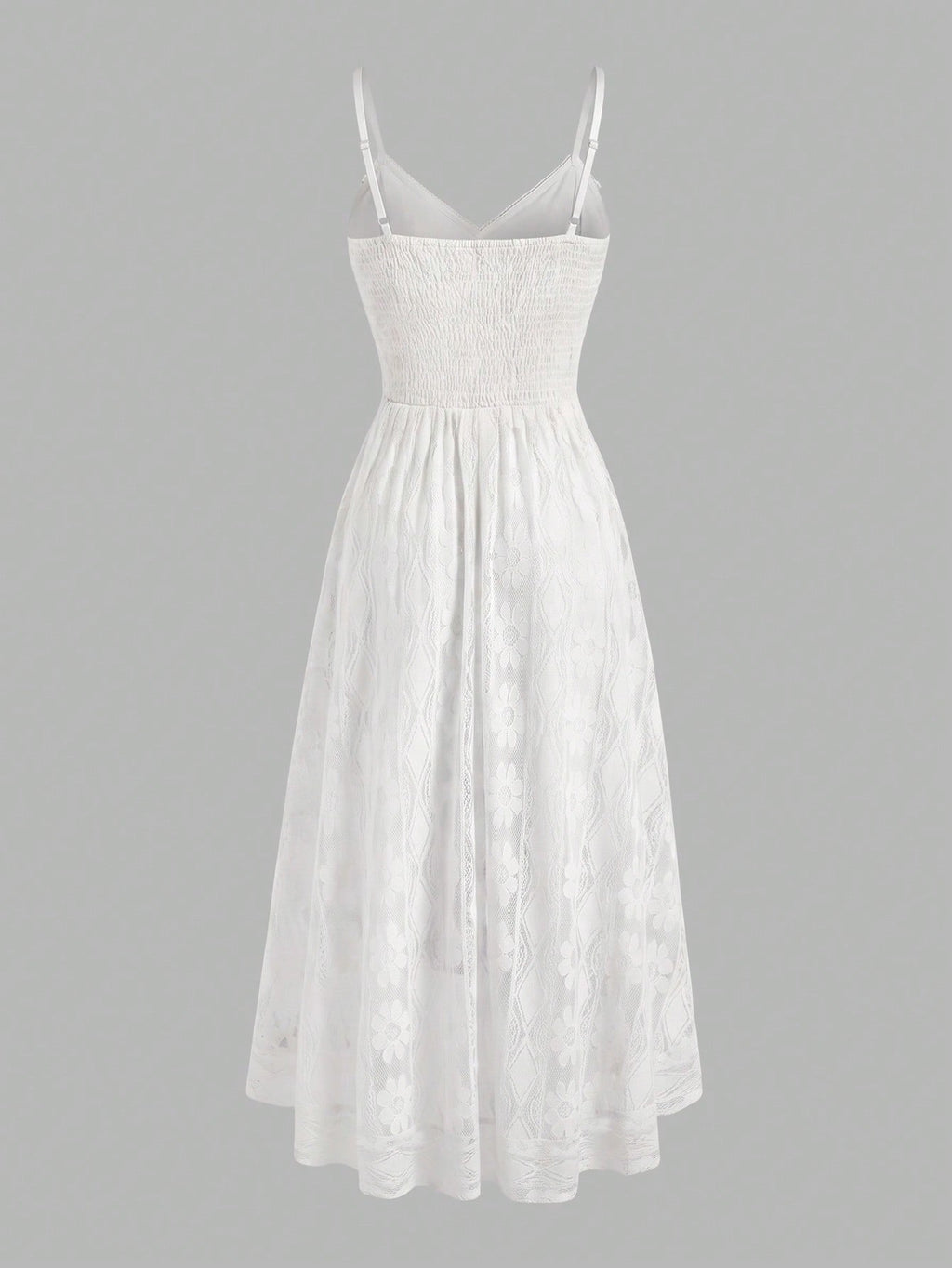Qadelle Women's Elegant Contrast Lace Pompom Design Maxi Slip Dress