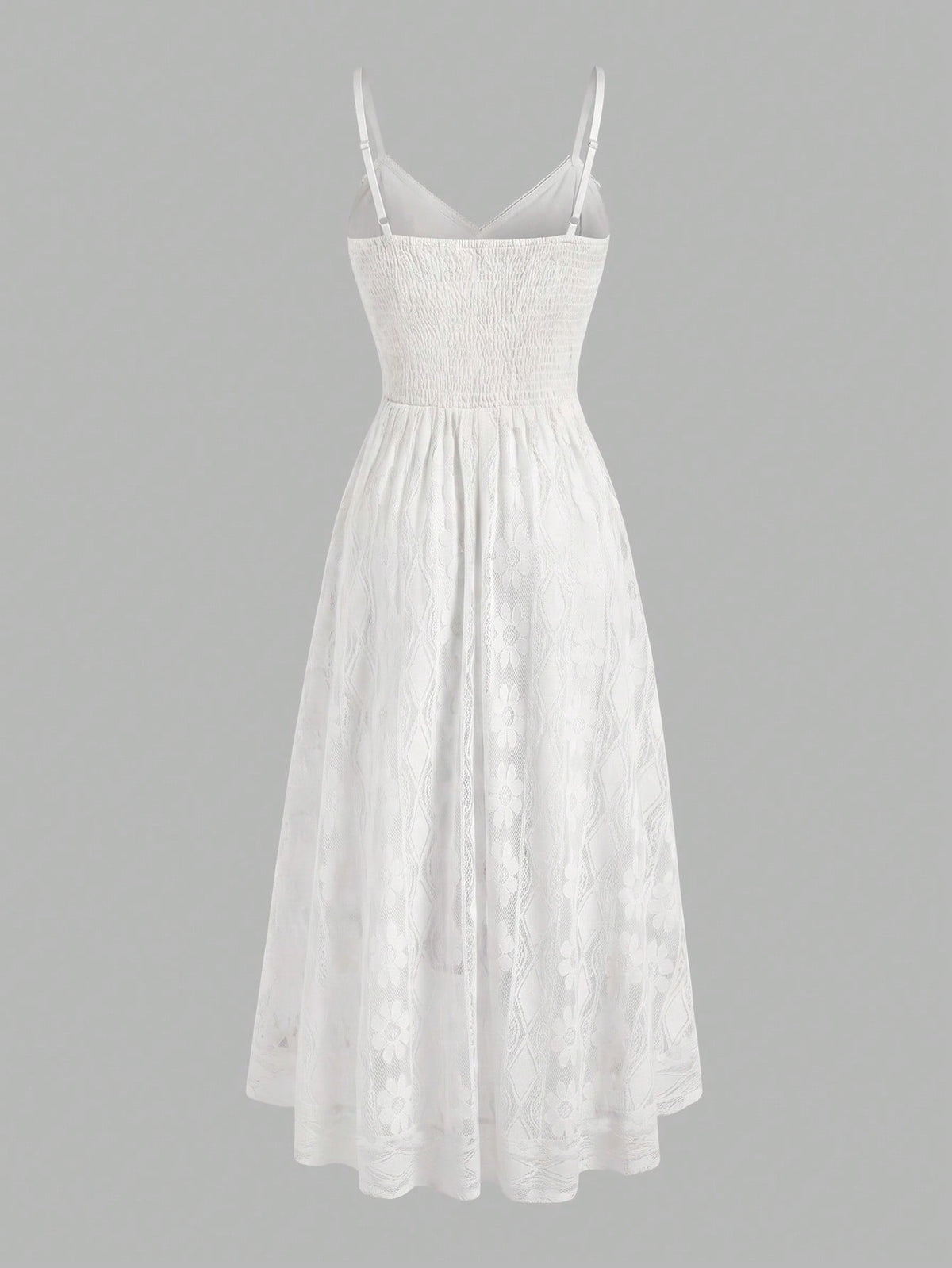 Qadelle Women's Elegant Contrast Lace Pompom Design Maxi Slip Dress - image 8