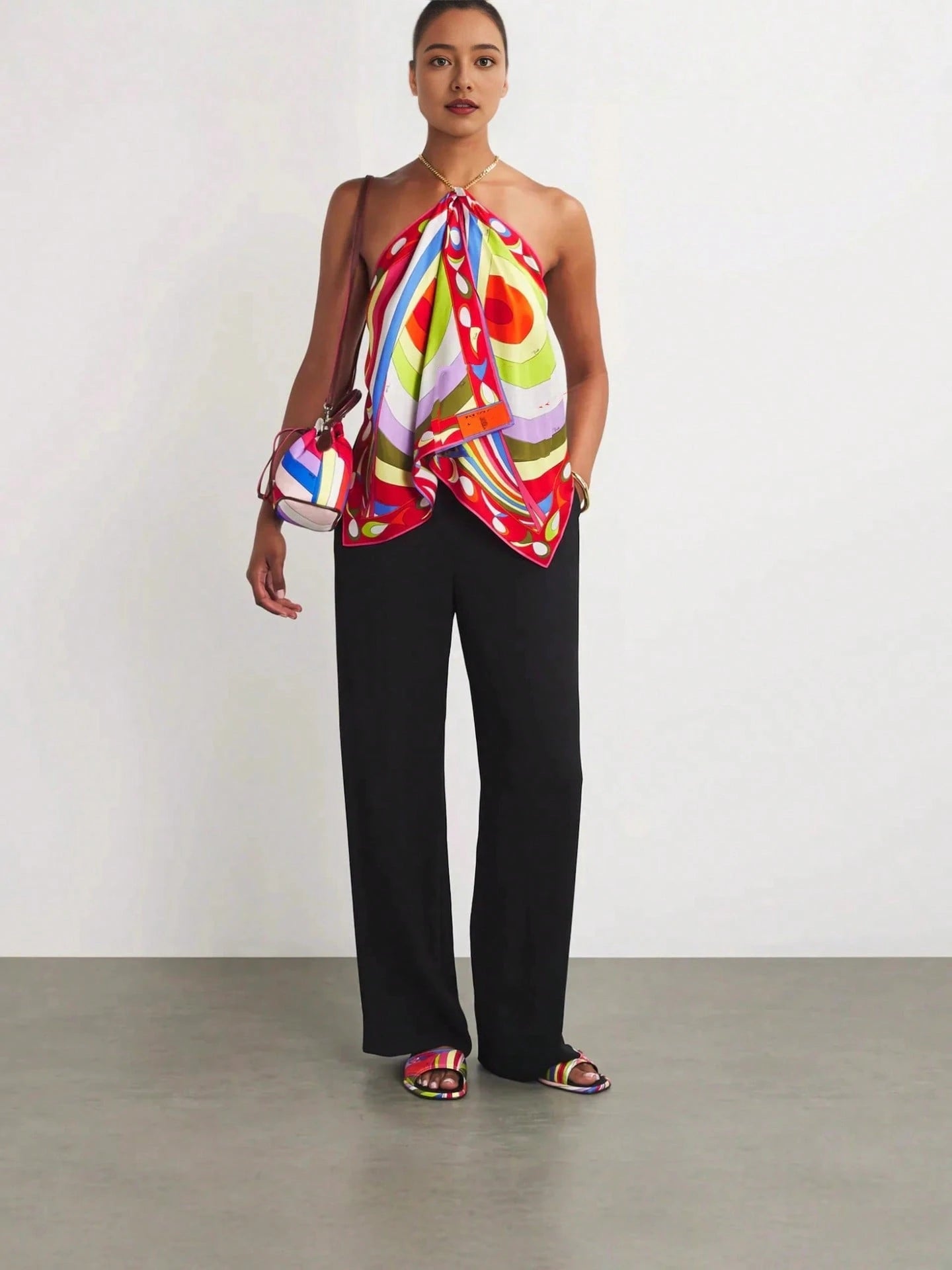 Women's Halter Neck Printed Tube Top INS Loose Vacation Party