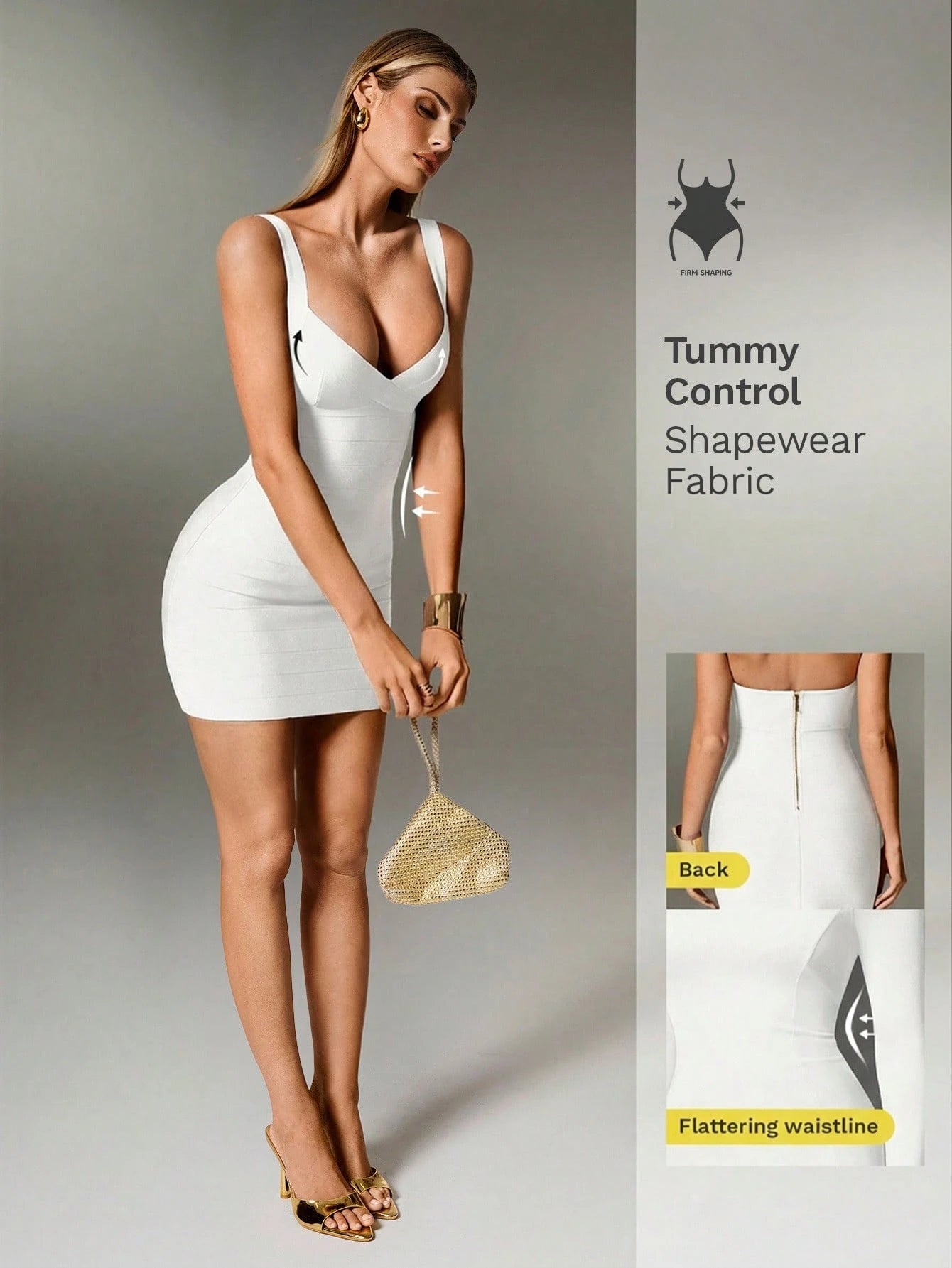 Nuvra Bandage Sage Green Knit Spaghetti Strap Sleeveless Bodycon Mini