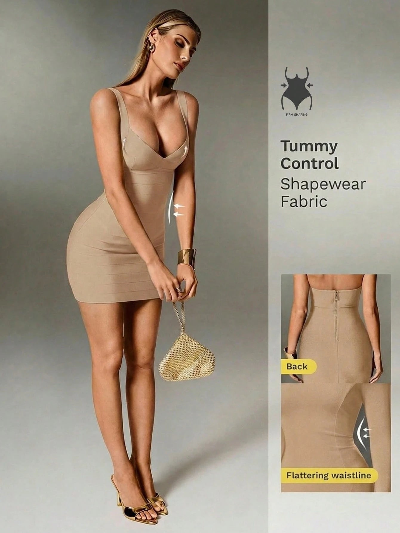 Nuvra Bandage Sage Green Knit Spaghetti Strap Sleeveless Bodycon Mini