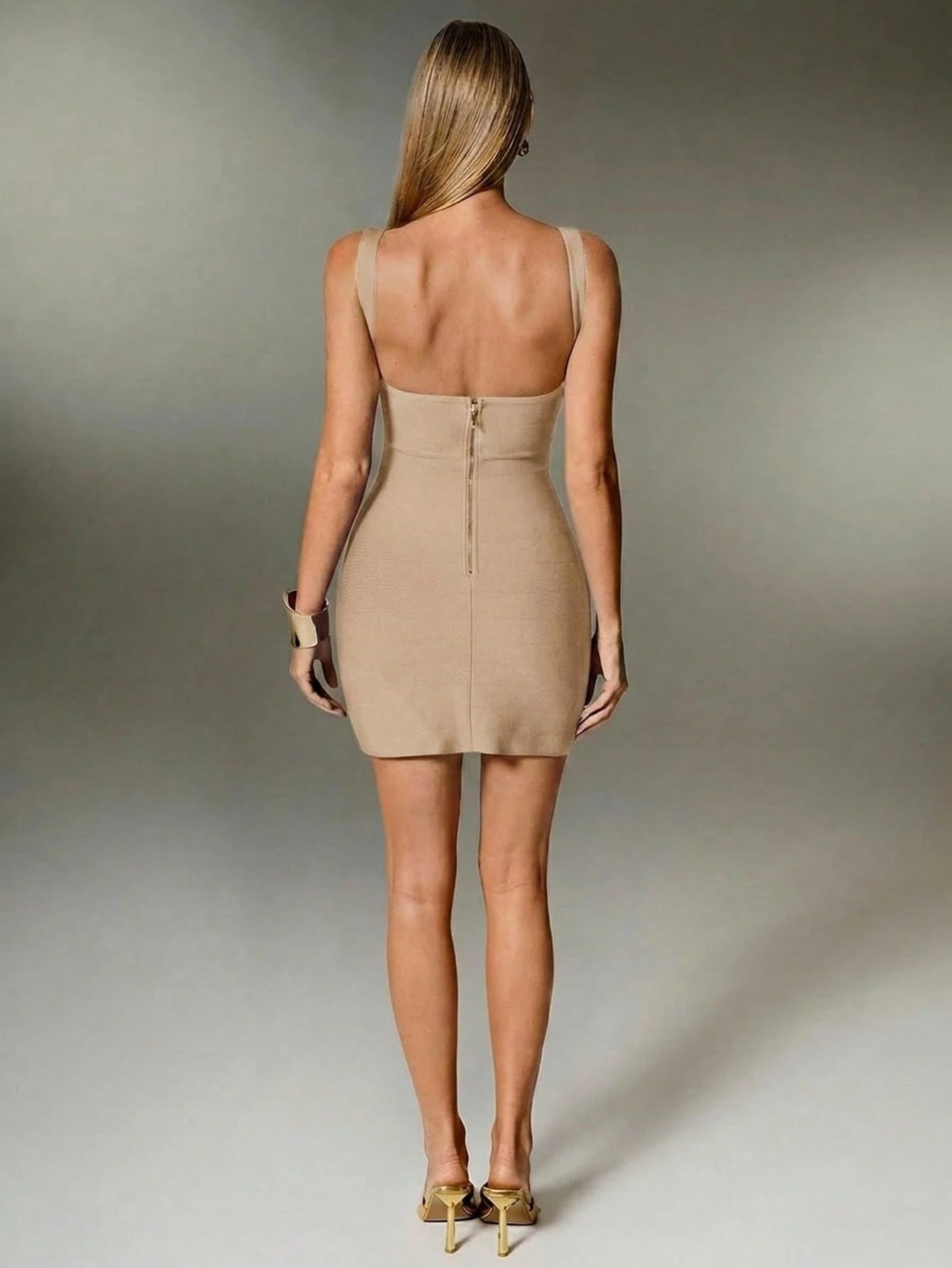 Nuvra Bandage Sage Green Knit Spaghetti Strap Sleeveless Bodycon Mini Dress For Party Night Out And Holiday - image 19