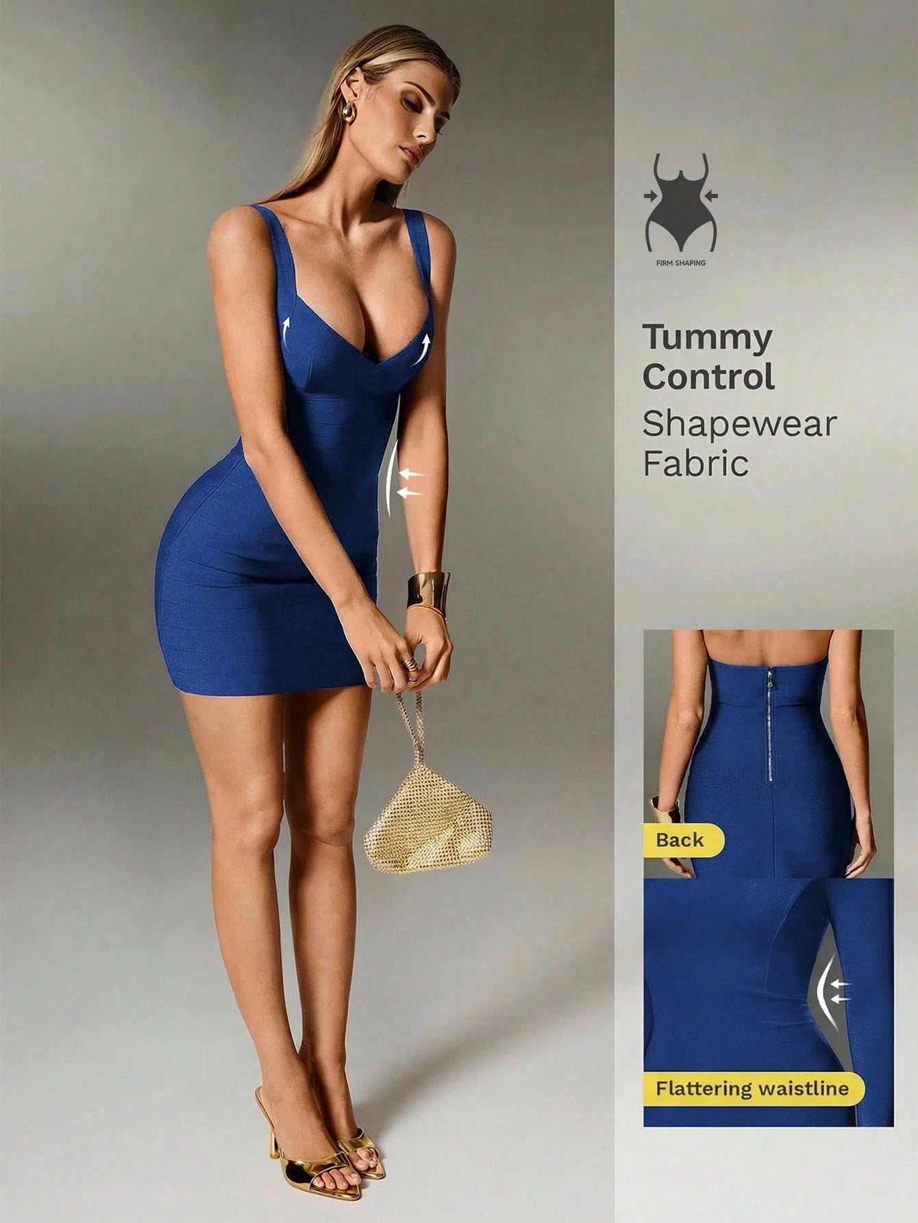 Nuvra Bandage Sage Green Knit Spaghetti Strap Sleeveless Bodycon Mini