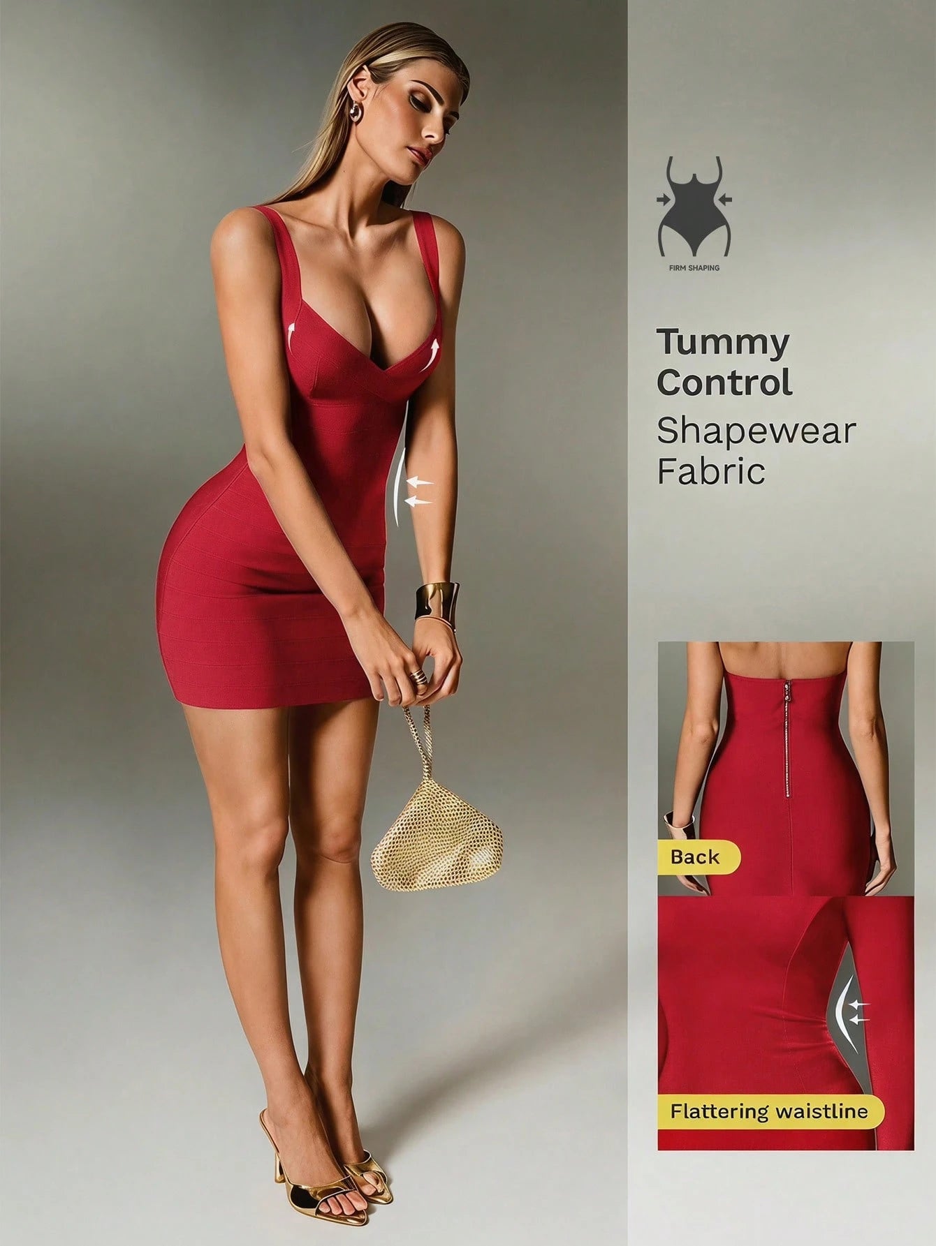 Nuvra Bandage Sage Green Knit Spaghetti Strap Sleeveless Bodycon Mini