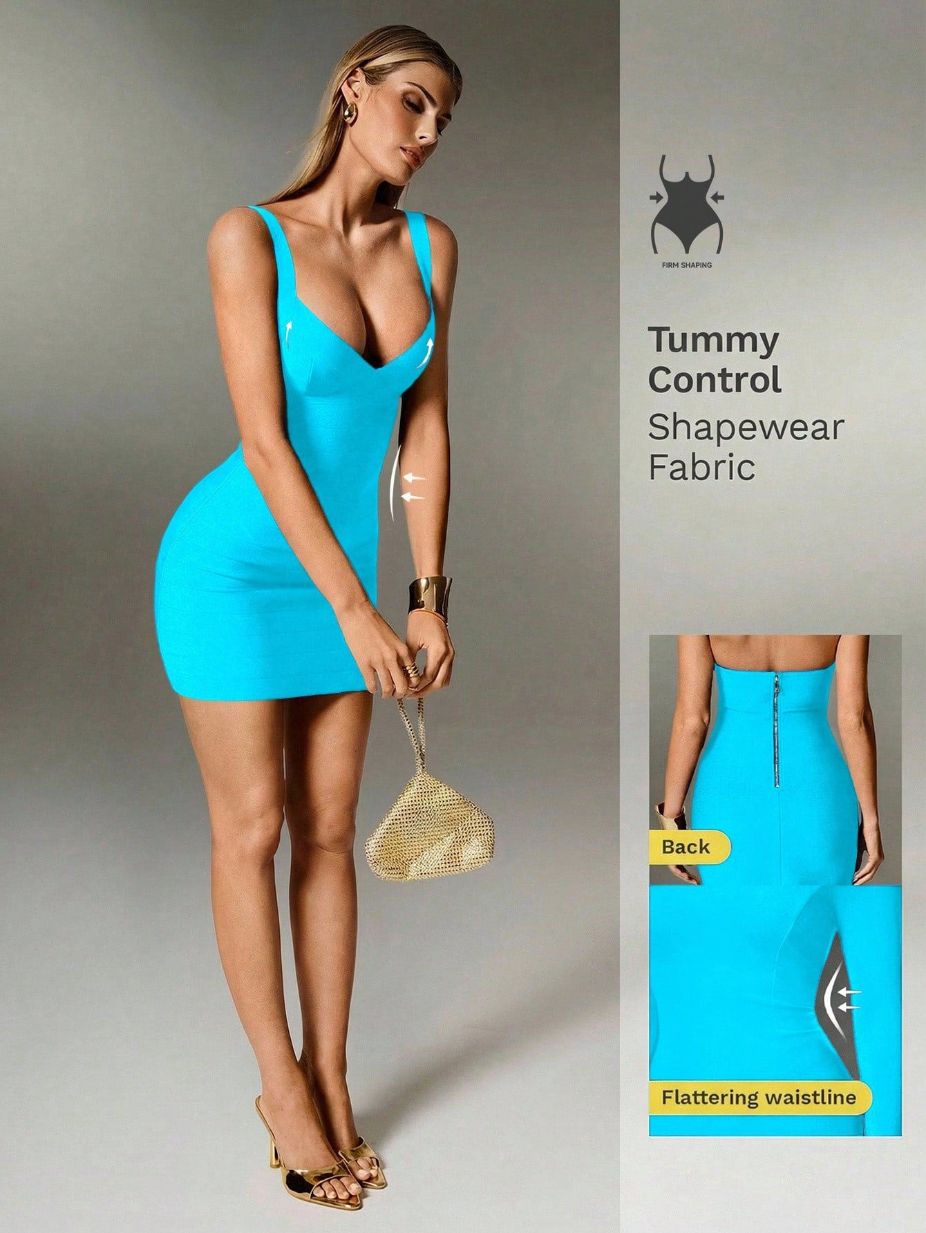 Nuvra Bandage Sage Green Knit Spaghetti Strap Sleeveless Bodycon Mini