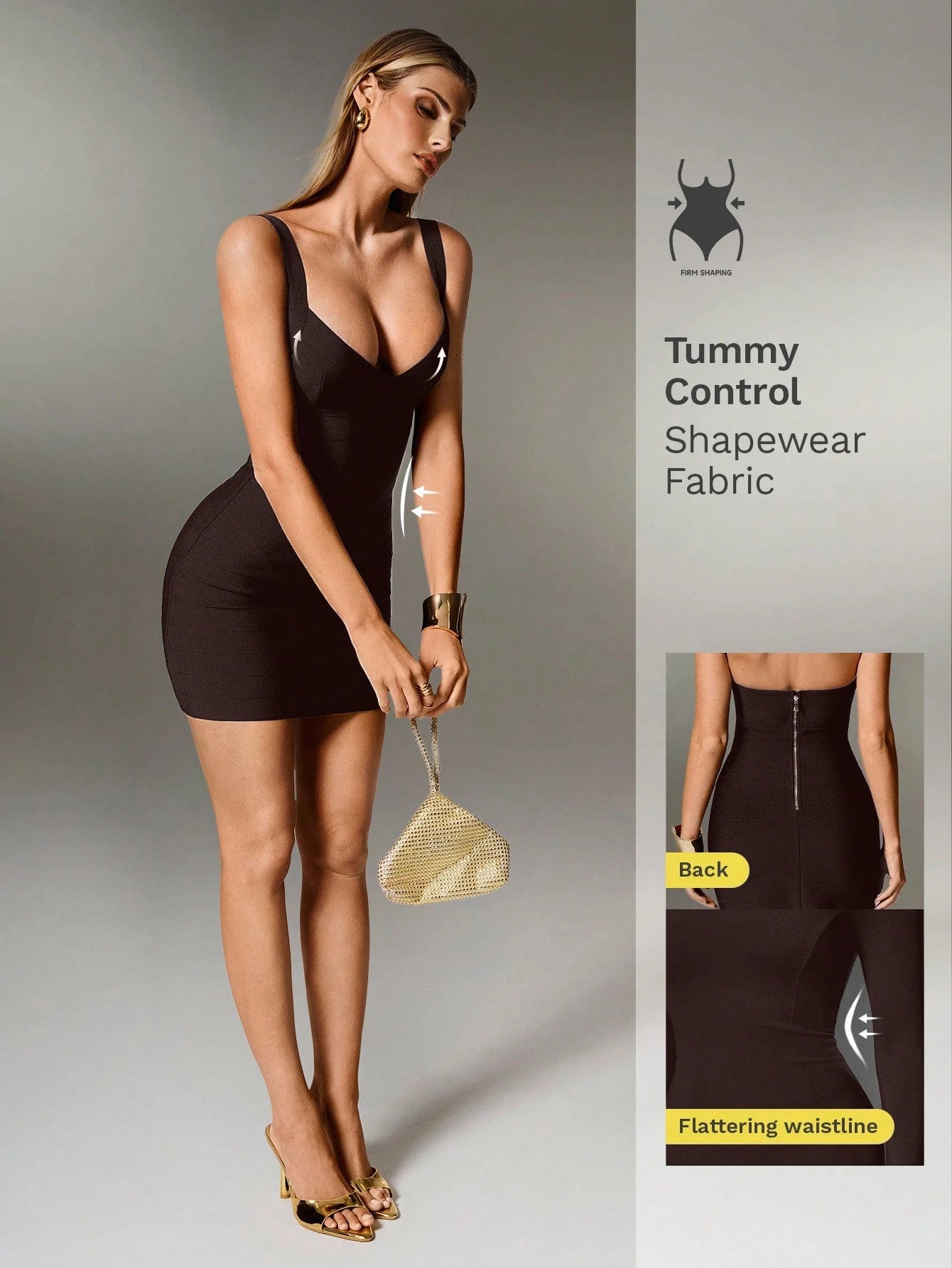 Nuvra Bandage Sage Green Knit Spaghetti Strap Sleeveless Bodycon Mini