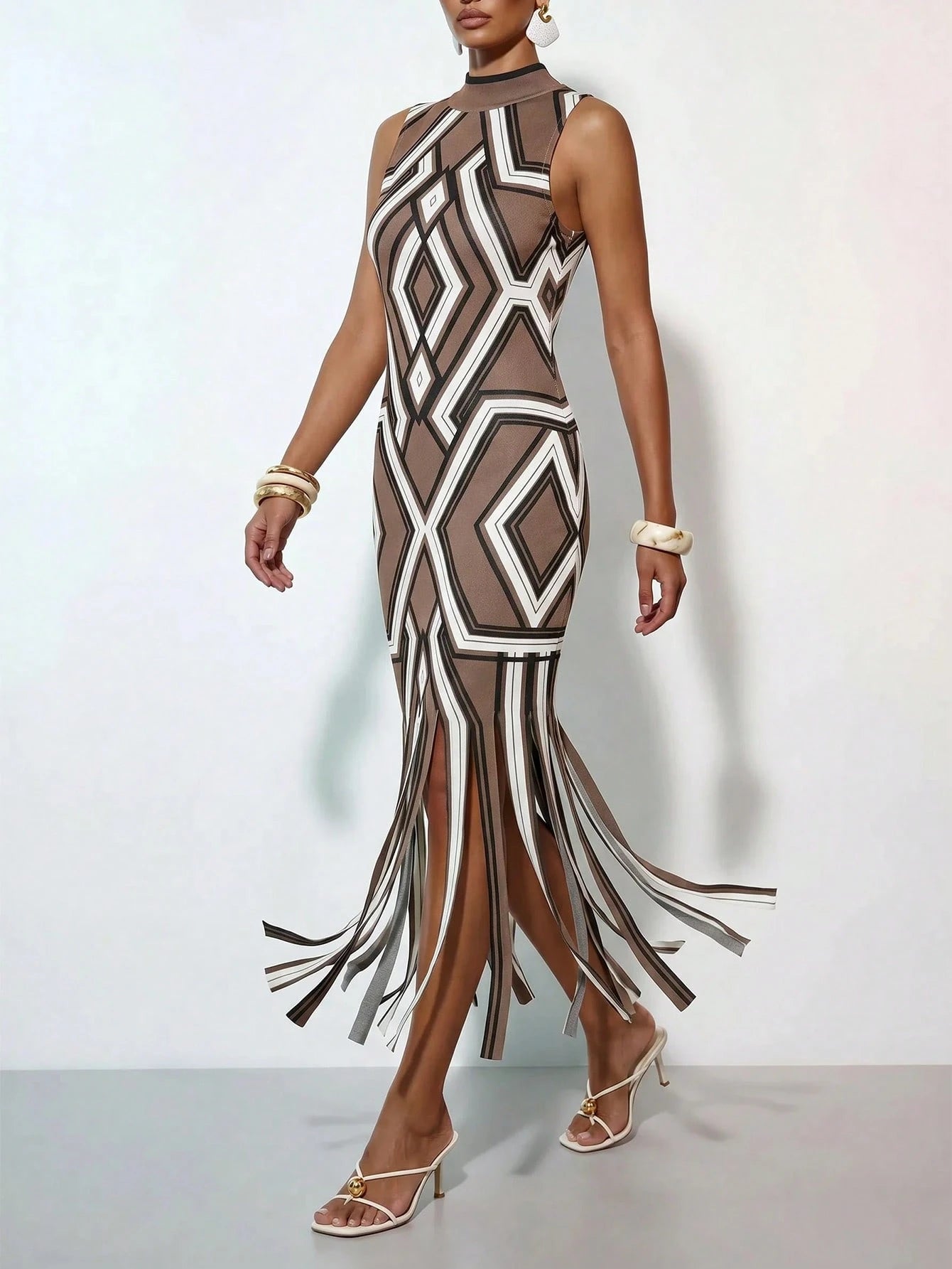 Zivah Women's Vacation Geometric Print Tassel Hem Dress - image 6
