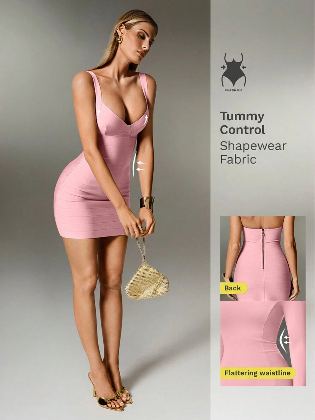 Nuvra Bandage Sage Green Knit Spaghetti Strap Sleeveless Bodycon Mini