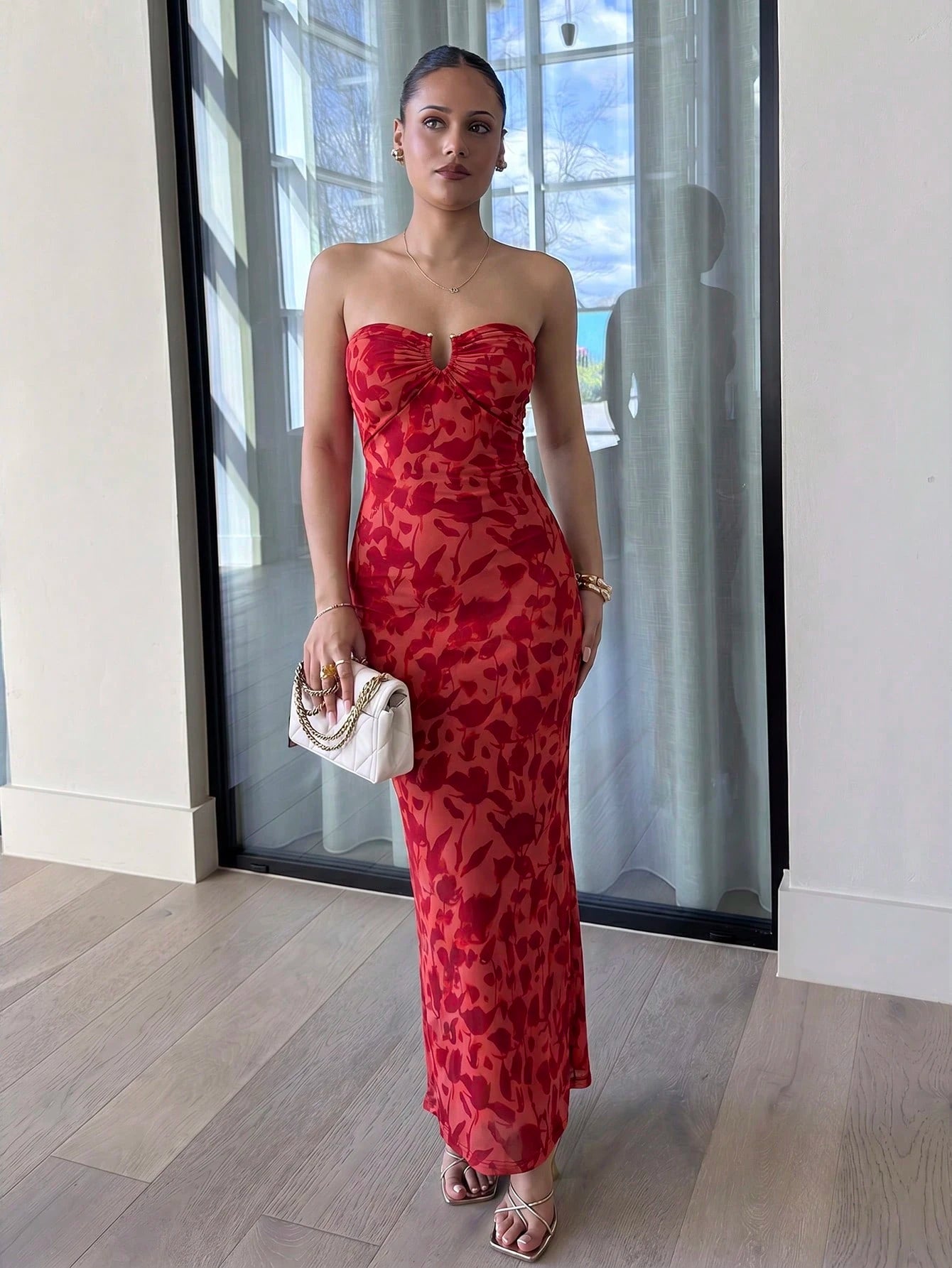 leahseptember Fitted Knitted Sleeveless Maxi Dress With Asymmetrical