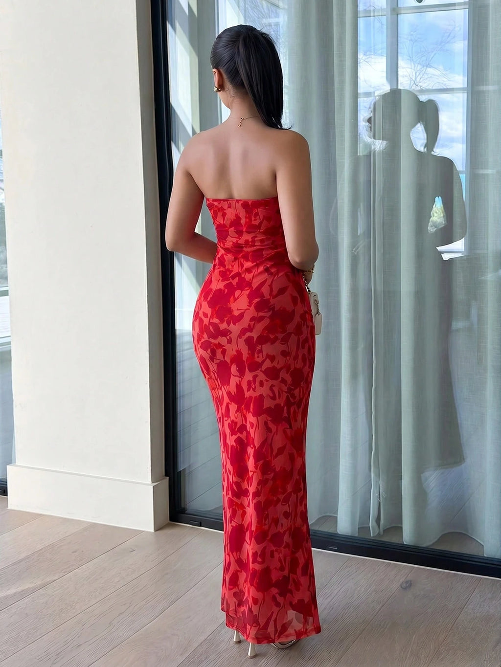 leahseptember Fitted Knitted Sleeveless Maxi Dress With Asymmetrical