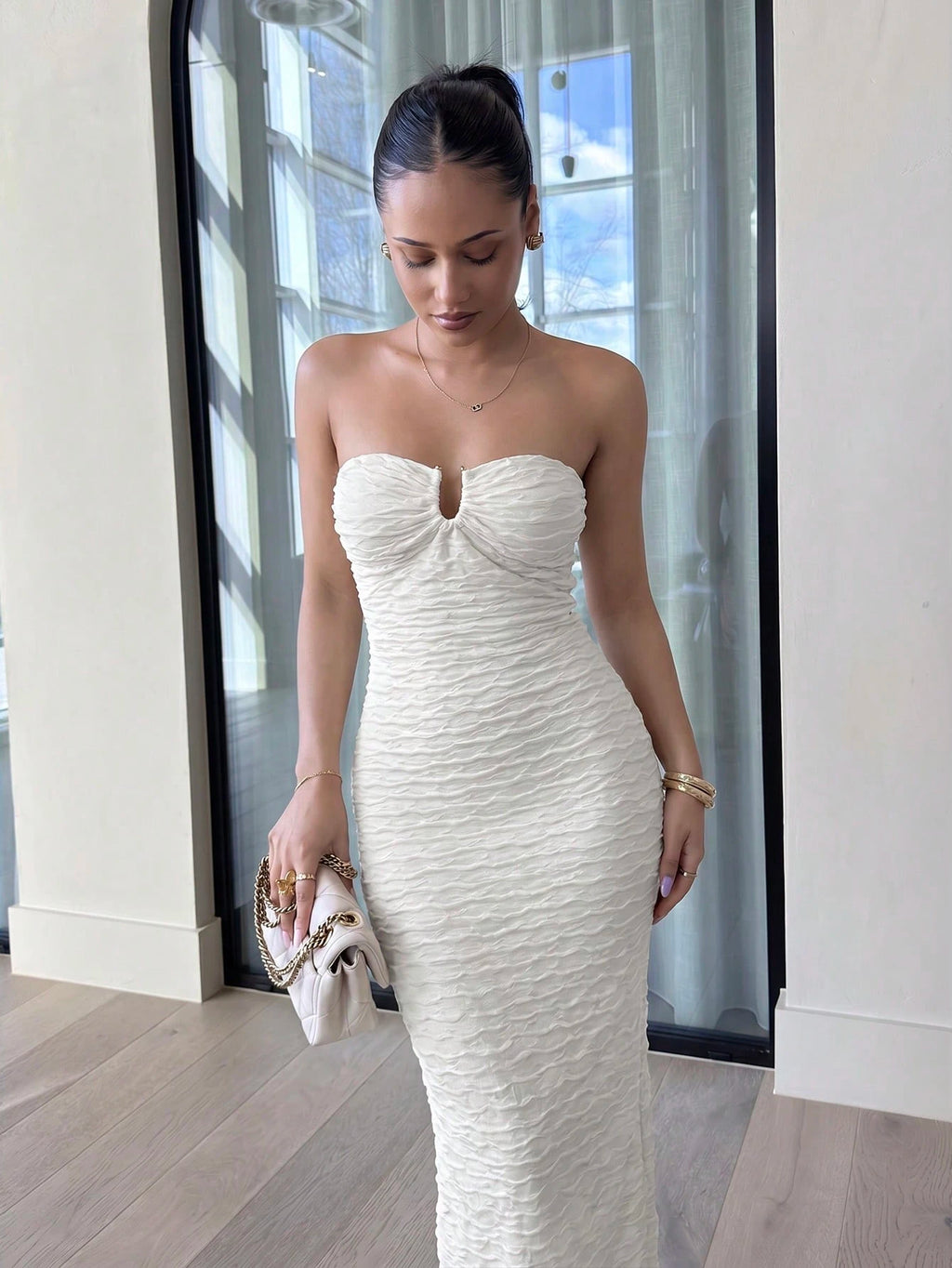leahseptember Fitted Knitted Sleeveless Maxi Dress With Asymmetrical