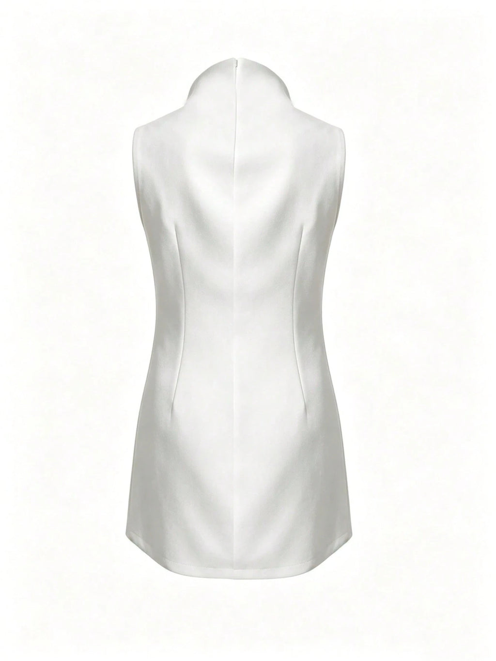 Summer Pearl Button High Neck Lightweight Solid Color Dress, Fashionable Elegant Design, Suitable For Work, - image 4