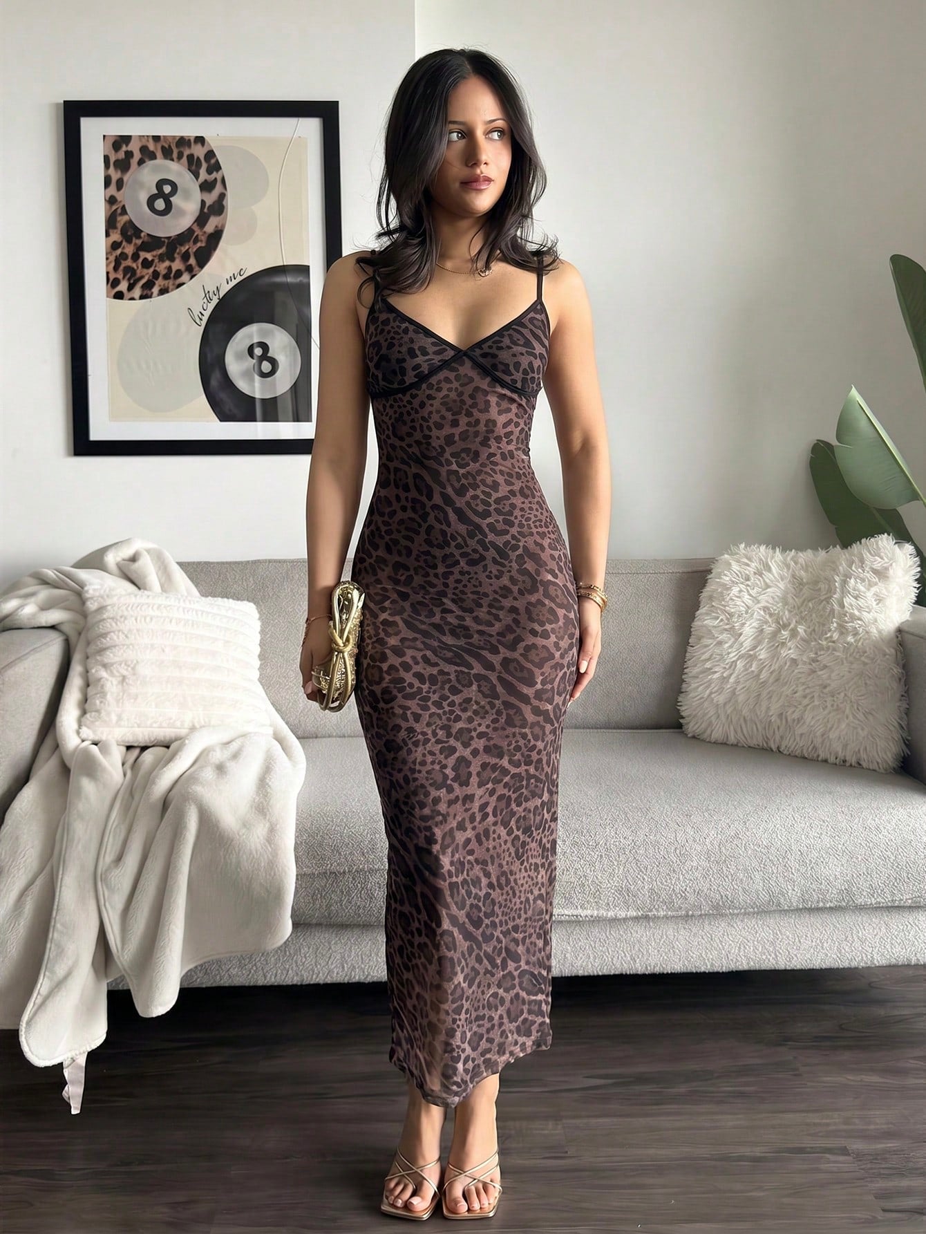 leahseptember New Sexy Leopard Print Mesh Slip Dress, Skinny Fit, Long Style,Tea Party Dress Glamorous - image 11
