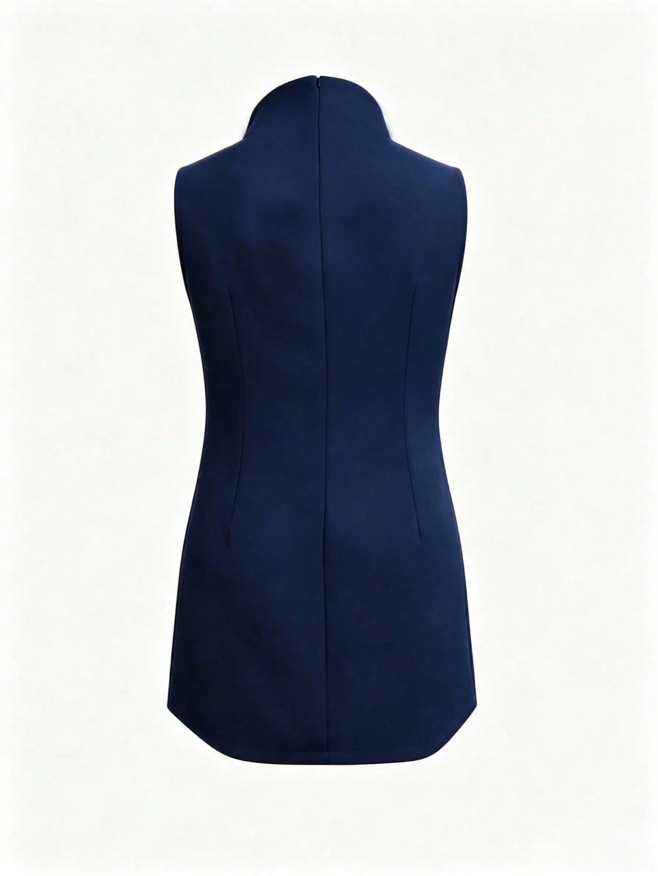 Summer Pearl Button High Neck Lightweight Solid Color Dress, Fashionable Elegant Design, Suitable For Work, - image 9