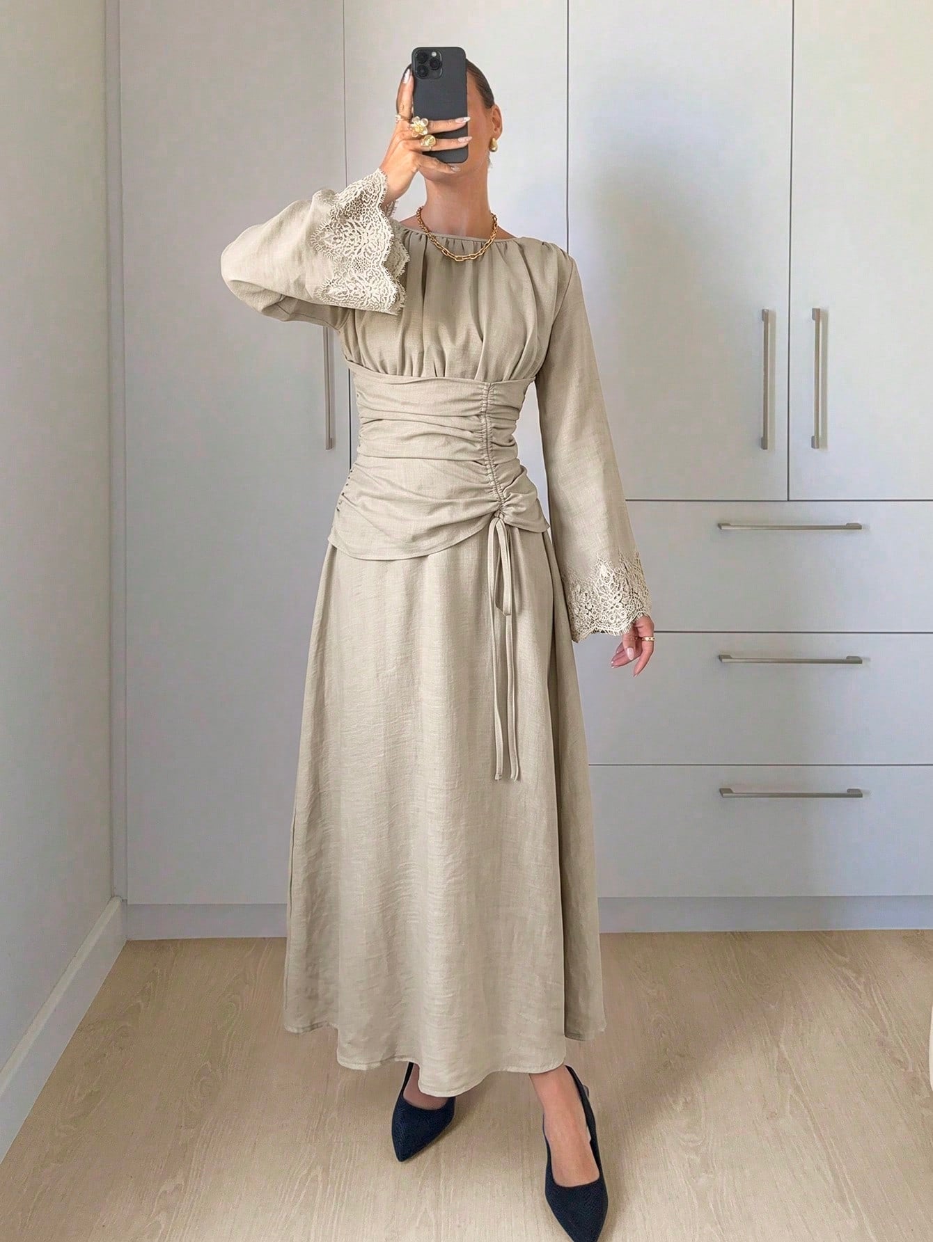 Siren Gaze Women's Navy Blue Minimalist Long Sleeve Dress, Casual Everyday Wear Autumn,Dresses For Women - image 6