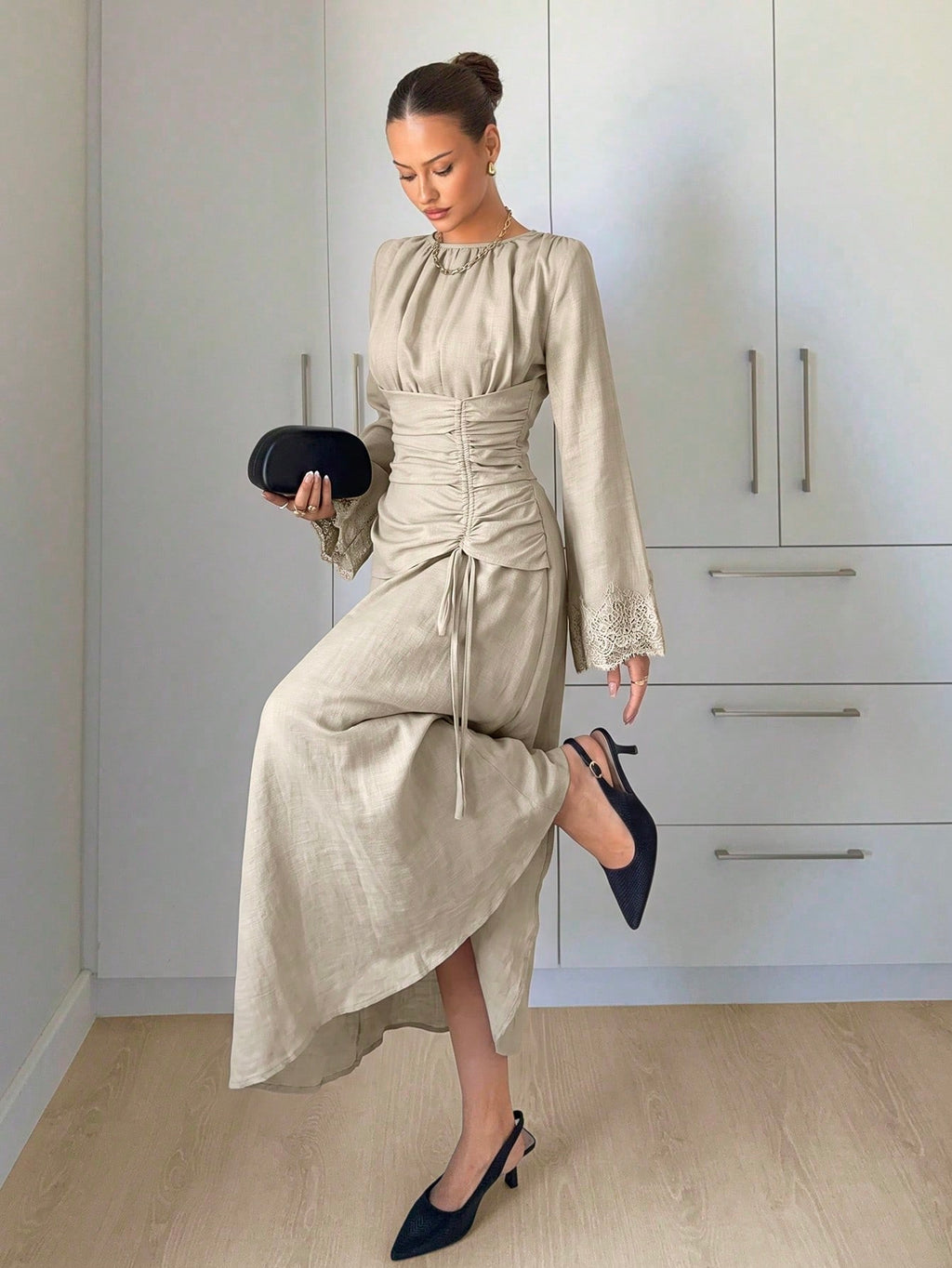 Siren Gaze Women's Navy Blue Minimalist Long Sleeve Dress, Casual Everyday Wear Autumn,Dresses For Women - image 3