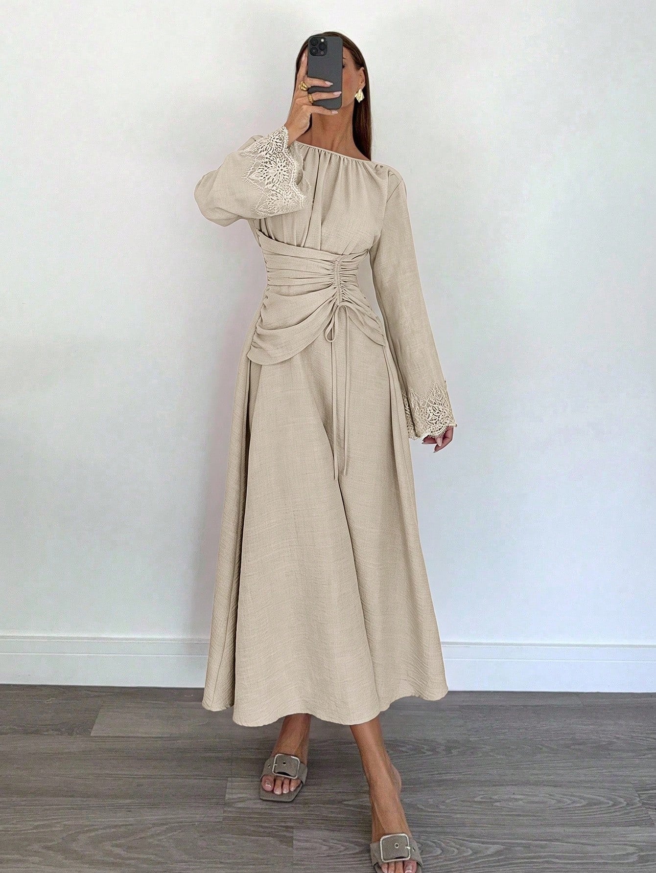 Siren Gaze Women's Navy Blue Minimalist Long Sleeve Dress, Casual Everyday Wear Autumn,Dresses For Women - image 4