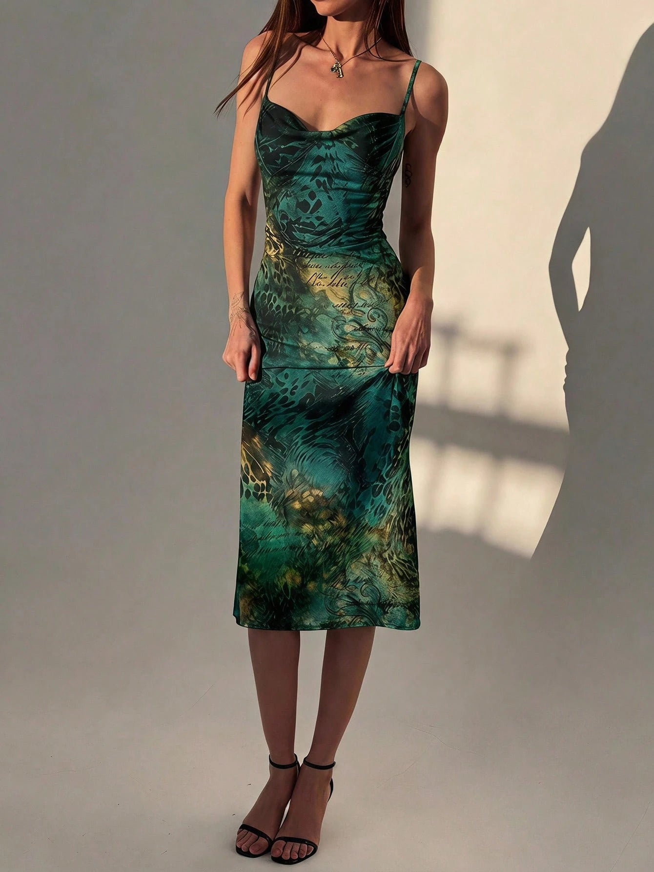 Aloruh Women's Leopard Print Pleated Sexy Date Party Midi Spaghetti Strap Dress - image 16