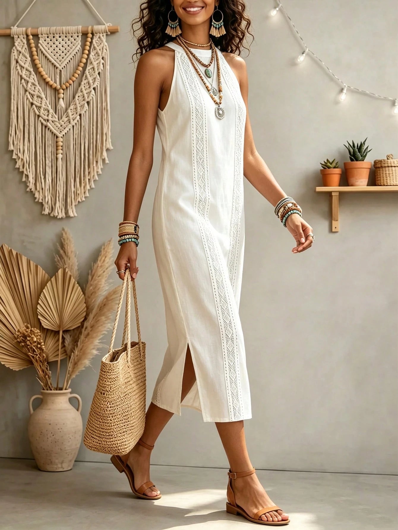 Women's Solid Color Fashion Halter Neck Sleeveless Elegant Casual
