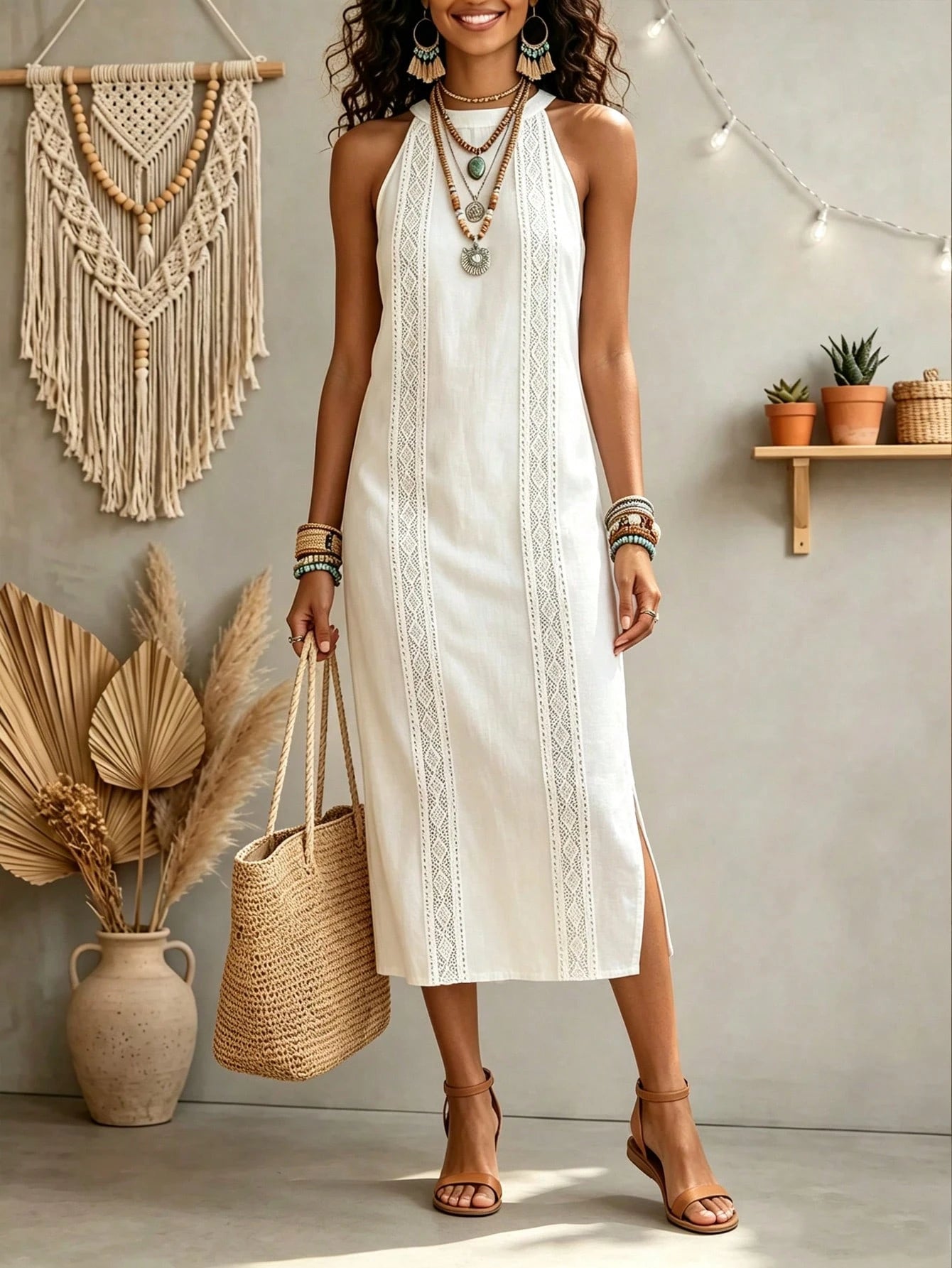 Women's Solid Color Fashion Halter Neck Sleeveless Elegant Casual