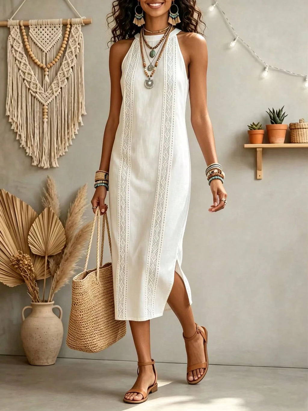 Women's Solid Color Fashion Halter Neck Sleeveless Elegant Casual