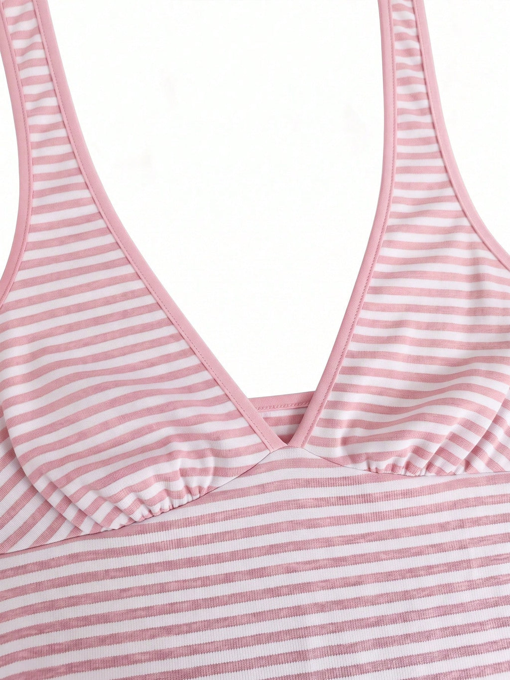 Sexy Deep V-Neck Halter Backless Striped Bodycon Mini Dress,