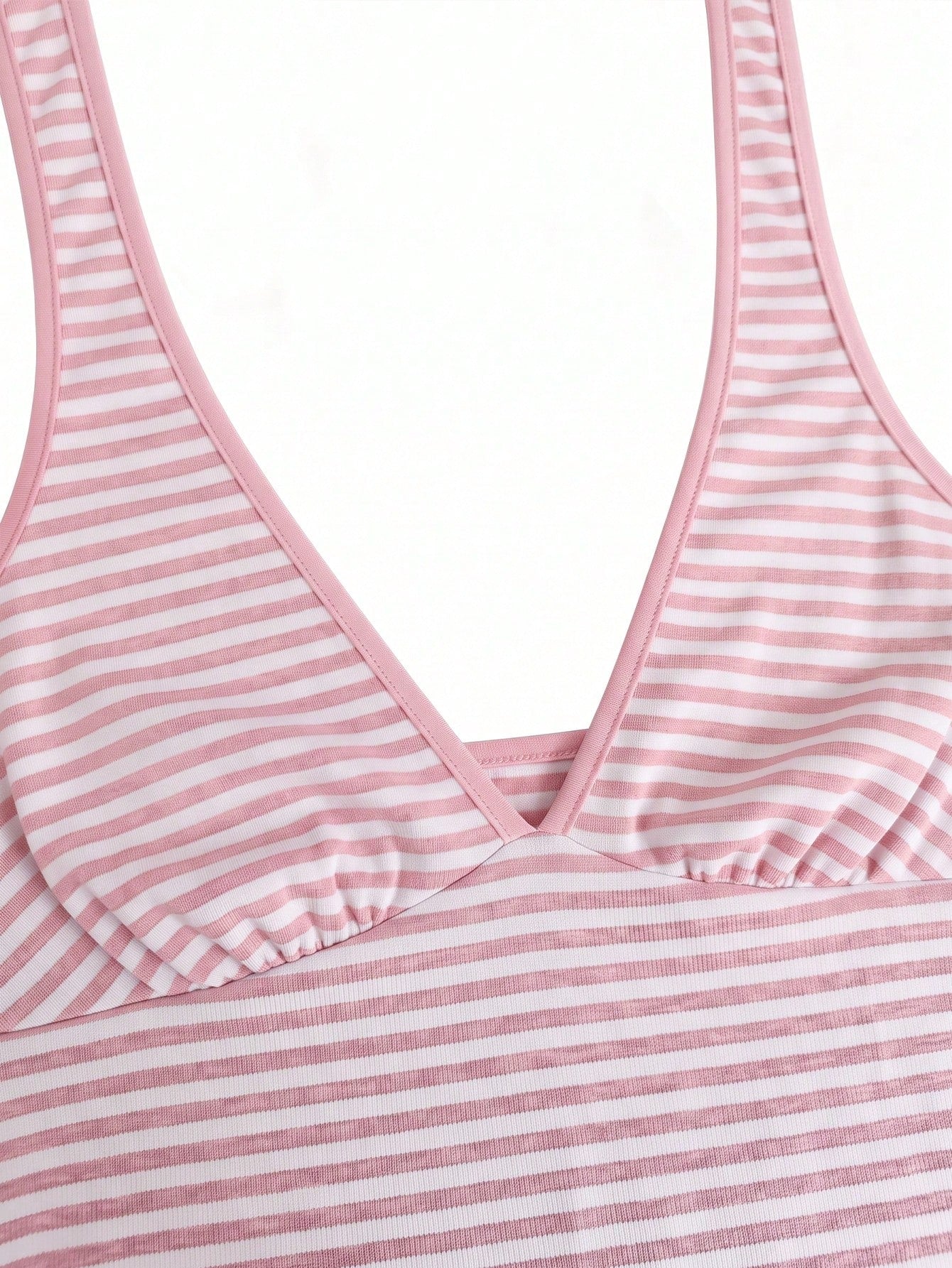 Sexy Deep V-Neck Halter Backless Striped Bodycon Mini Dress,