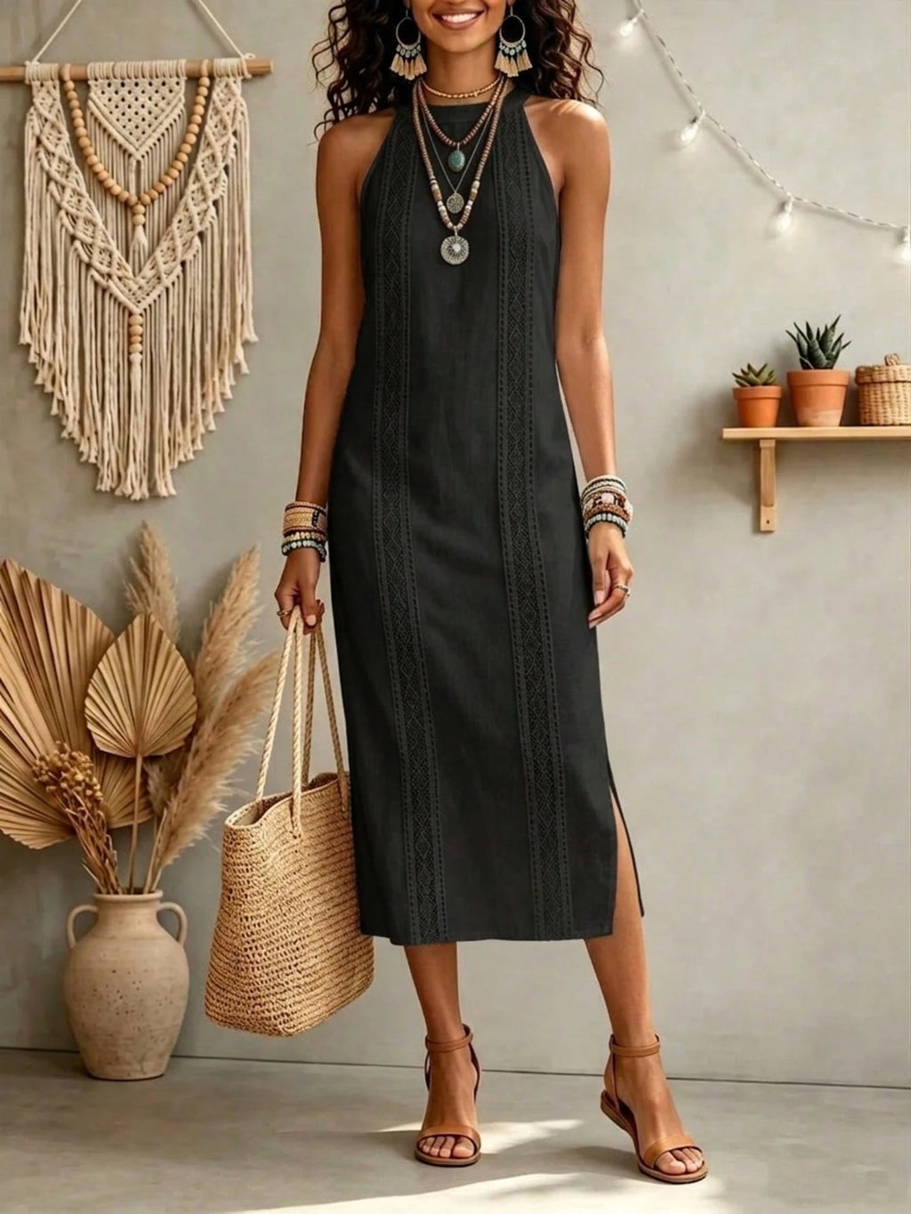 Women's Solid Color Fashion Halter Neck Sleeveless Elegant Casual