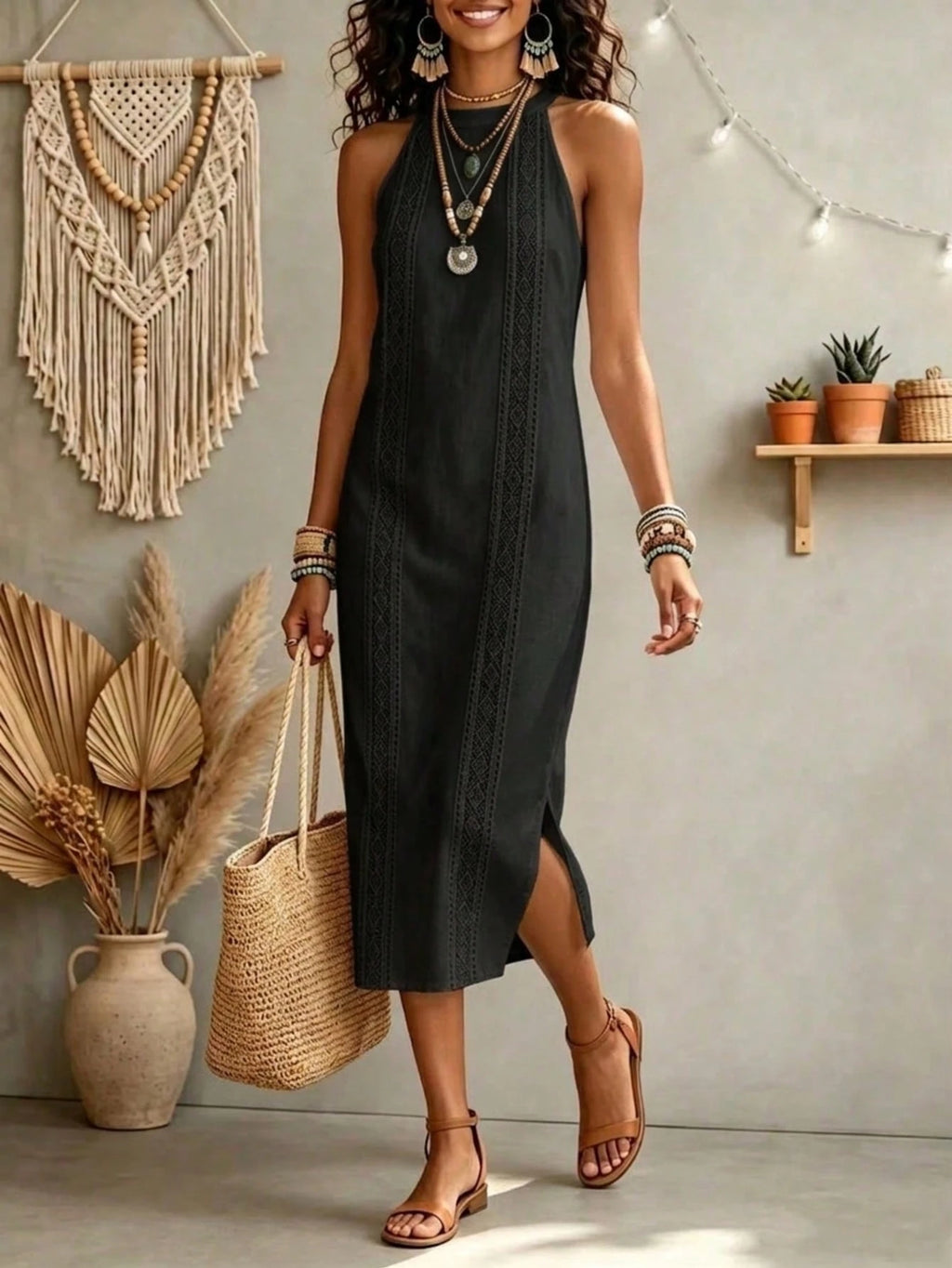 Women's Solid Color Fashion Halter Neck Sleeveless Elegant Casual
