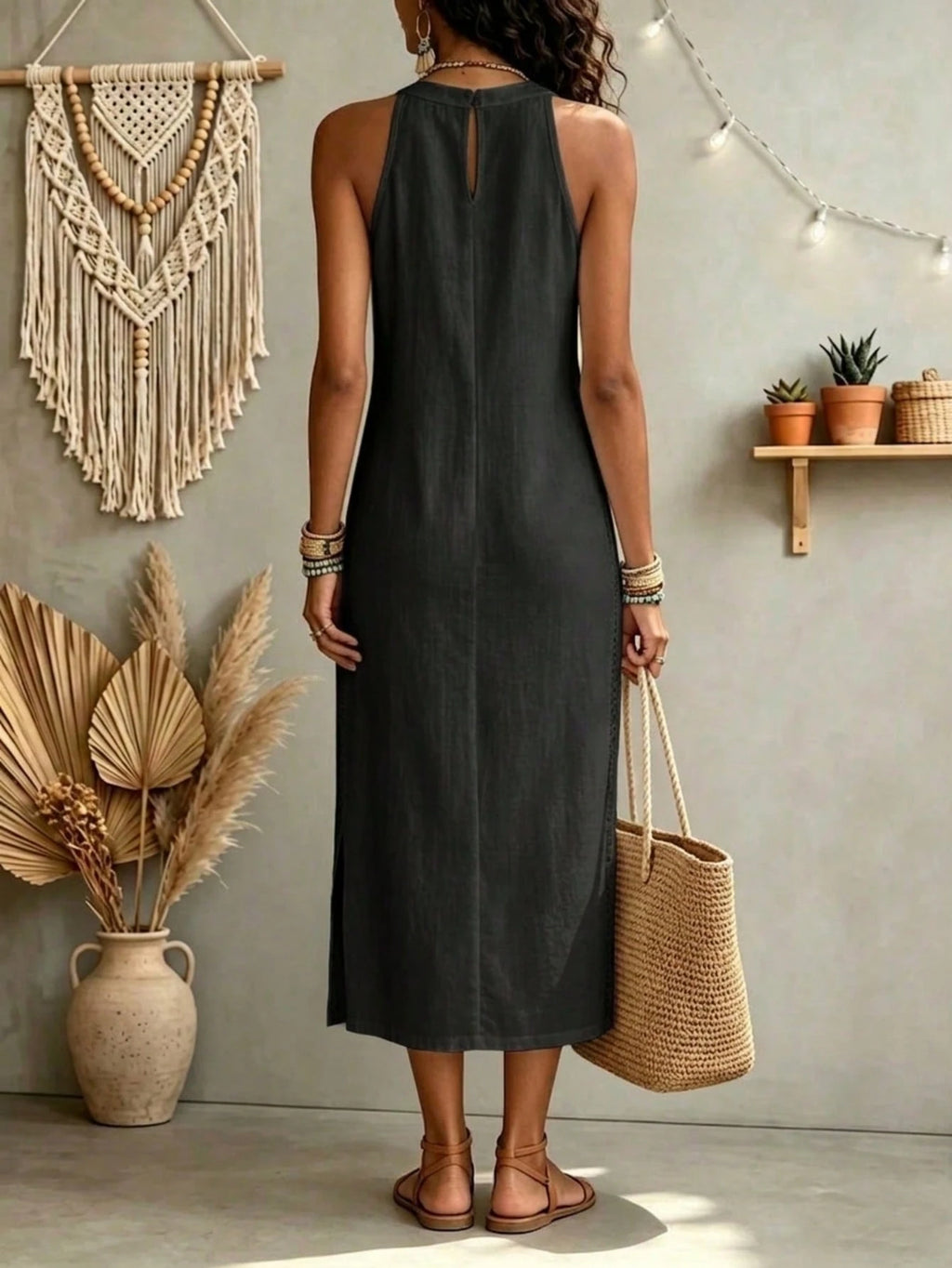 Women's Solid Color Fashion Halter Neck Sleeveless Elegant Casual