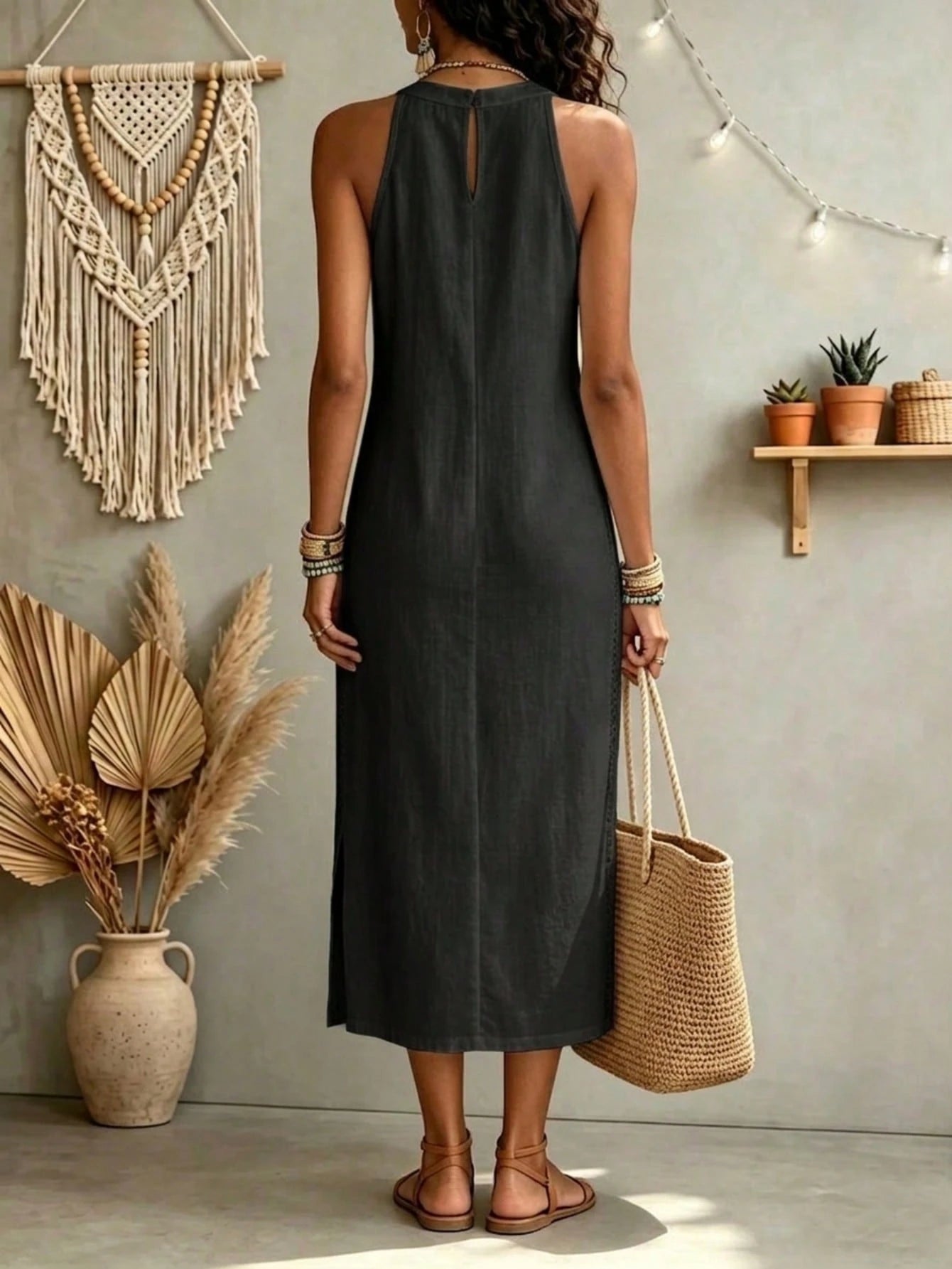 Women's Solid Color Fashion Halter Neck Sleeveless Elegant Casual