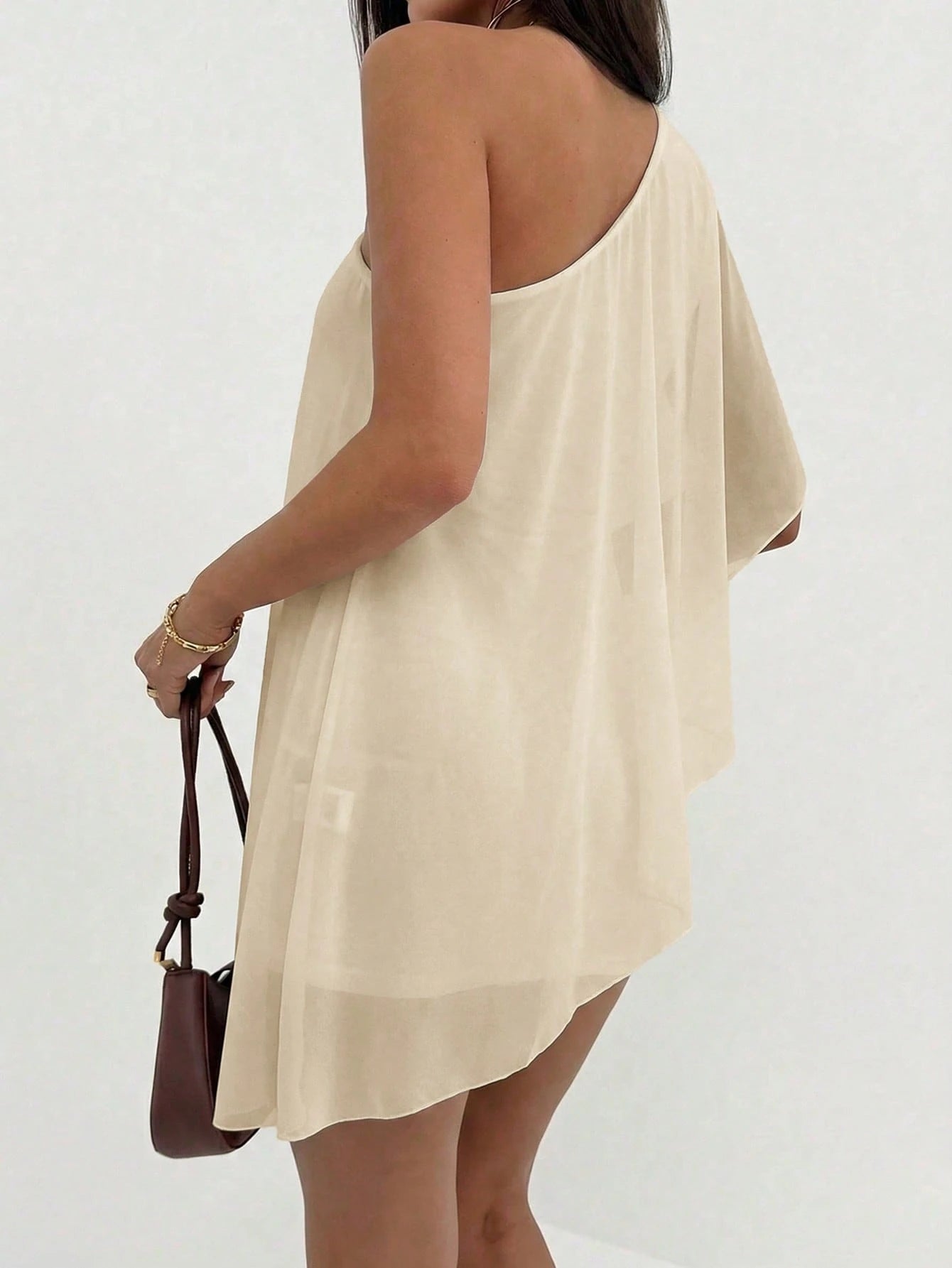 Aloruh Women's Solid Color One Shoulder Casual Party Mini Dress - image 20