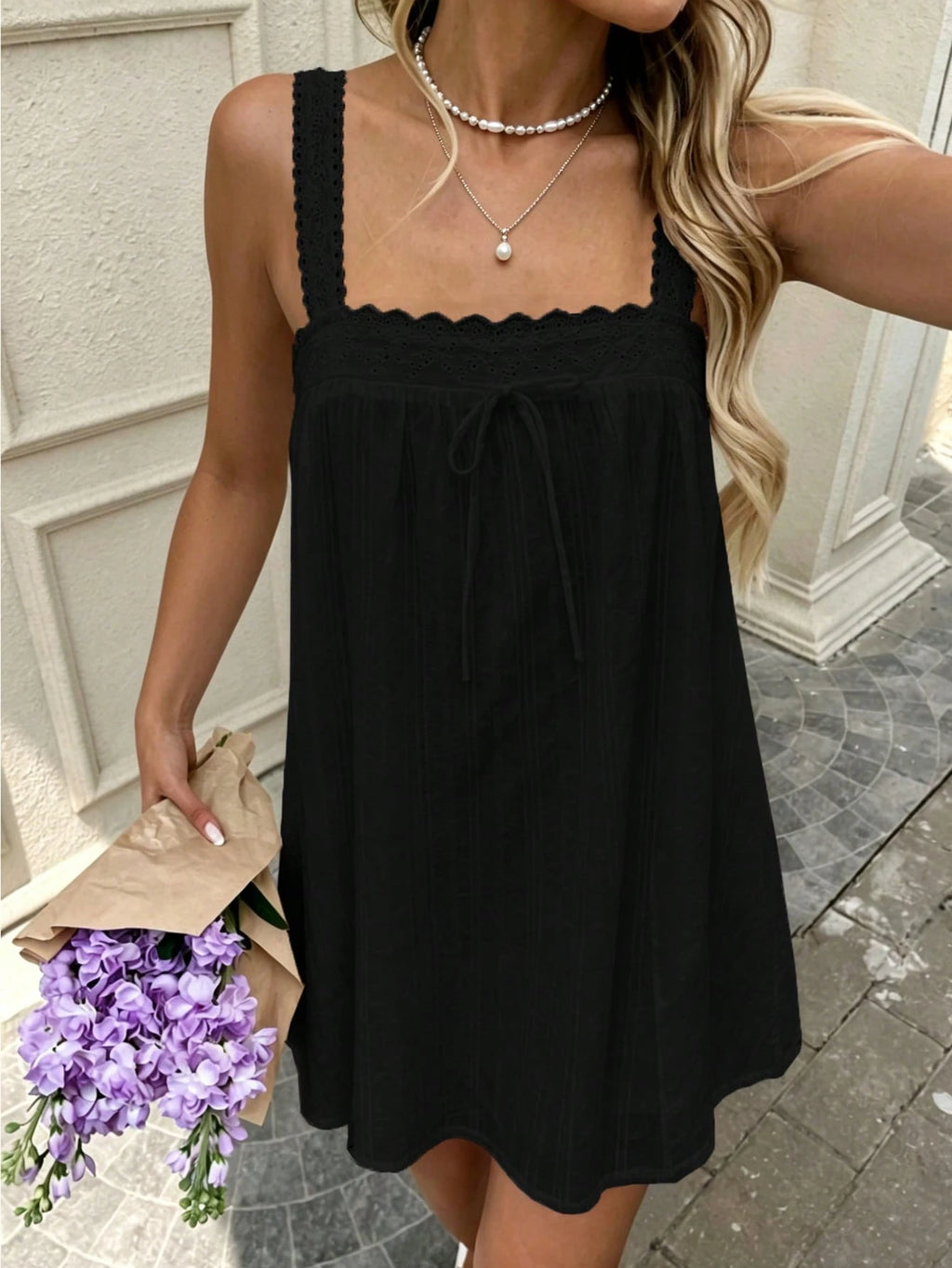Women's Summer Casual Spaghetti Strap Dress, Suitable For Vacation